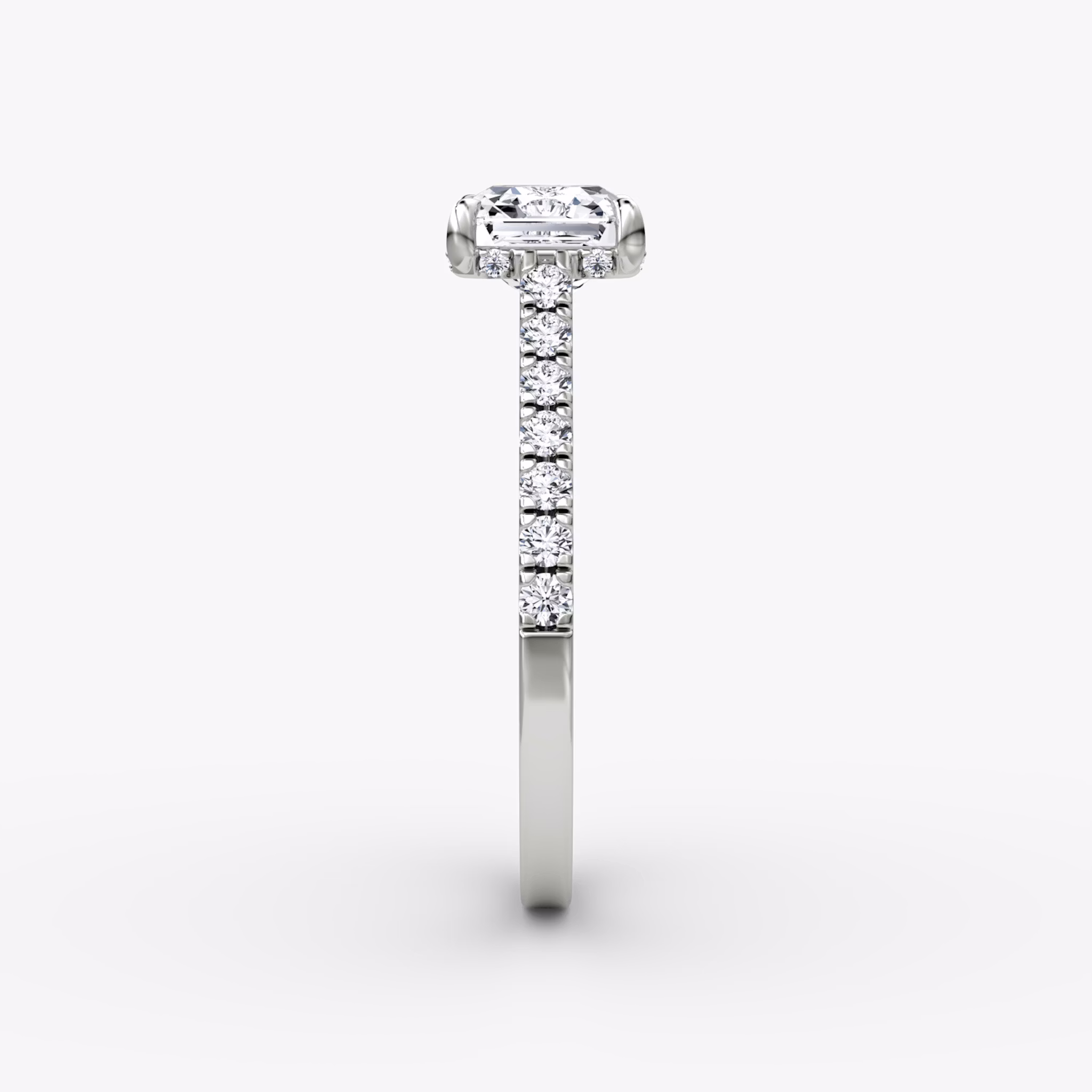 The Pavé Bridge | Asscher | 18k | White Gold | bandAccent: Pavé | diamondOrientation: vertical | caratWeight: other