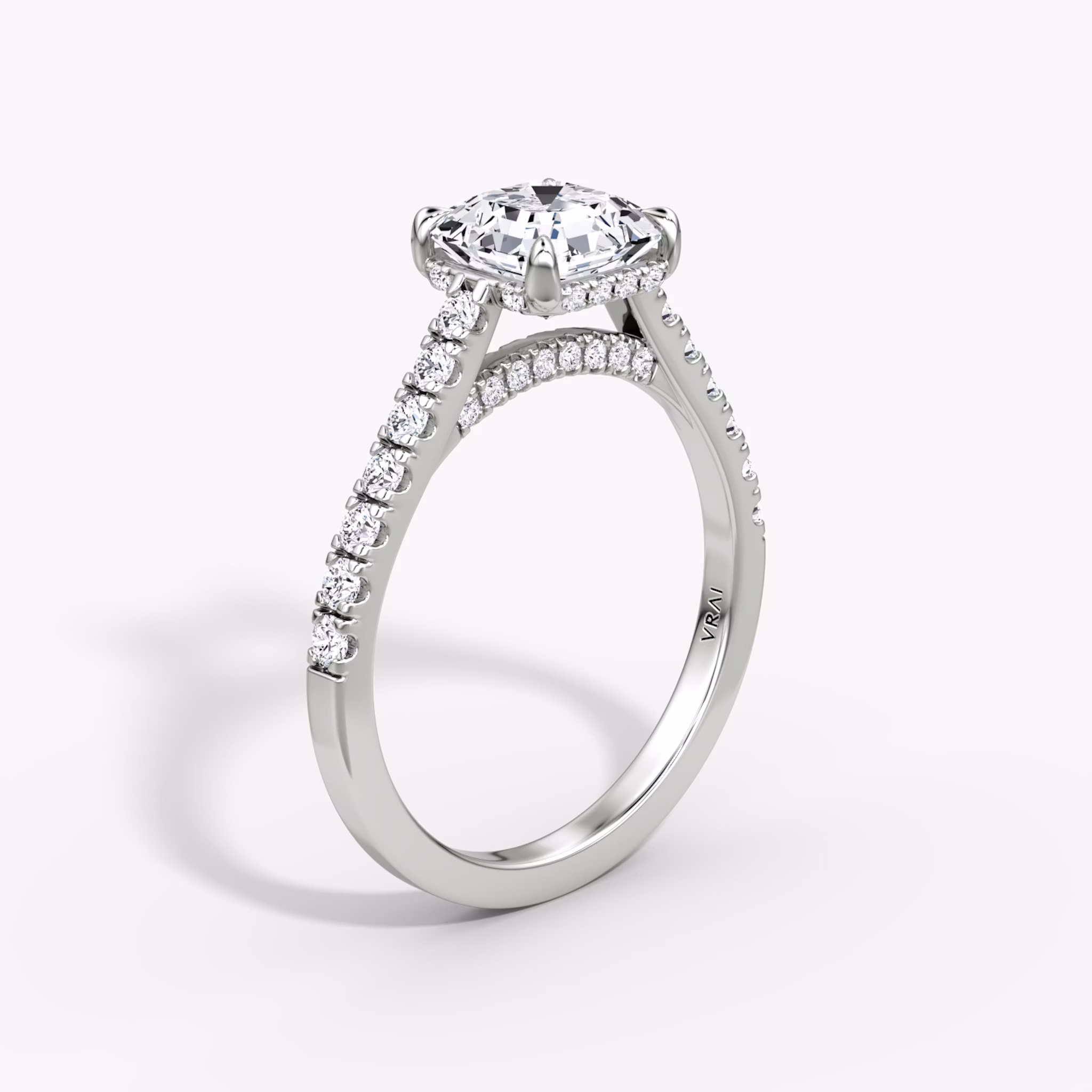 The Pavé Bridge | Asscher | 18k | White Gold | bandAccent: Pavé | diamondOrientation: vertical | caratWeight: other