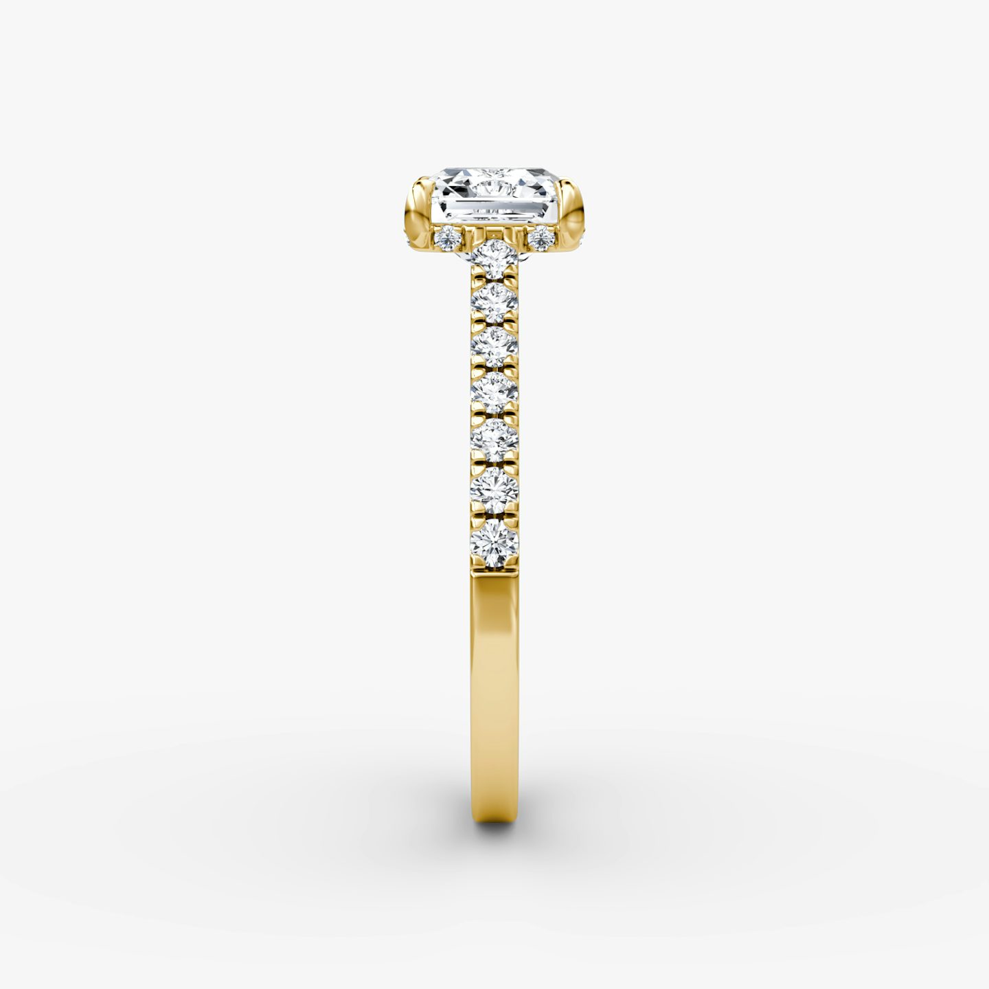 Pavé Bridge | Asscher | 18k | Gelbgold | bandAccent: Mit Pavé-Besatz | diamondOrientation: vertical | caratWeight: other