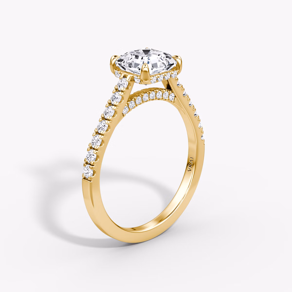 The Pavé Bridge | Asscher | 18k | Yellow Gold | bandAccent: Pavé | diamondOrientation: vertical | caratWeight: other