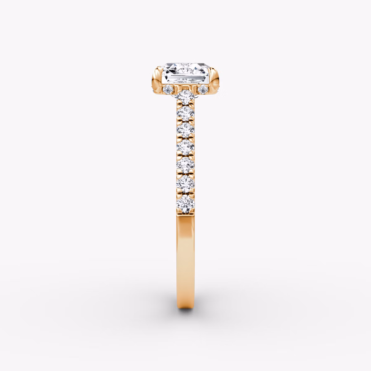 The Pavé Bridge | Asscher | 14k | Rose Gold | bandAccent: Pavé | diamondOrientation: vertical | caratWeight: other