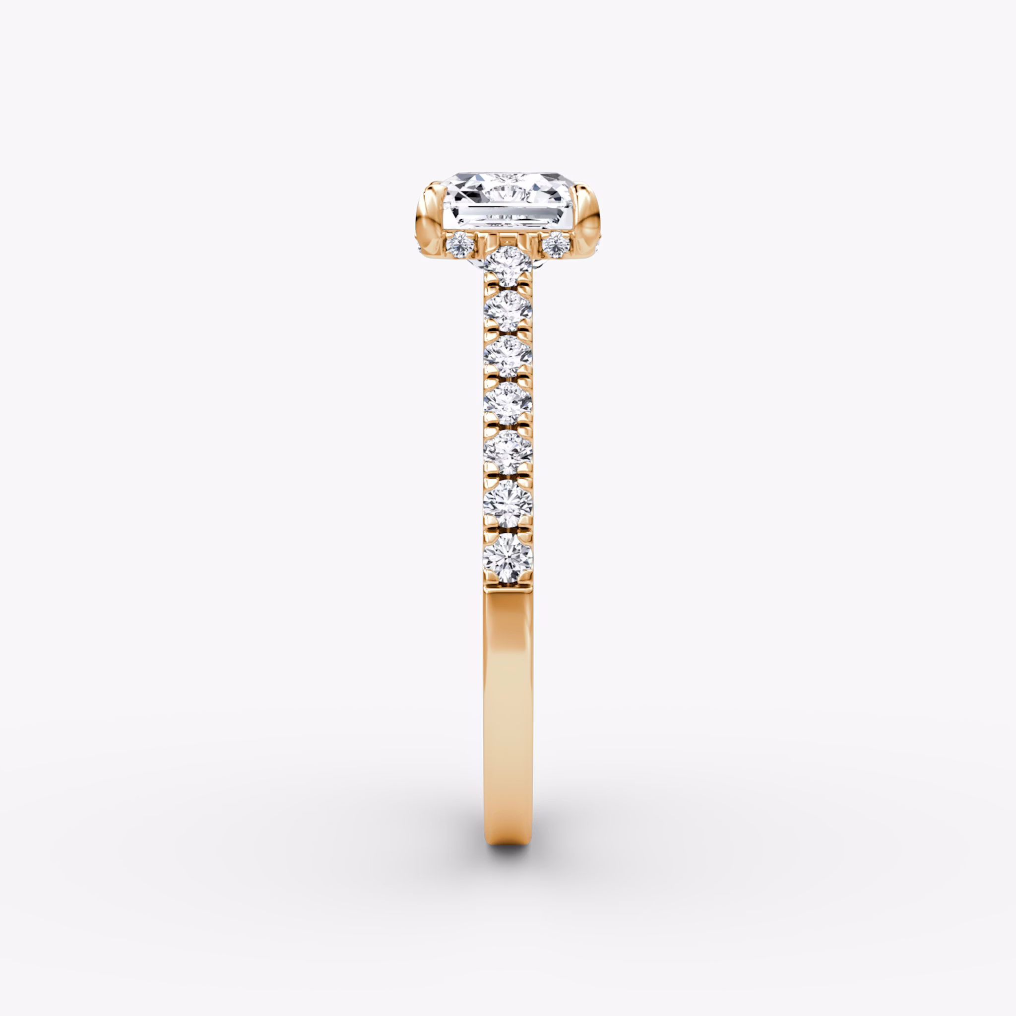 The Pavé Bridge | Asscher | 14k | Rose Gold | bandAccent: Pavé | diamondOrientation: vertical | caratWeight: other