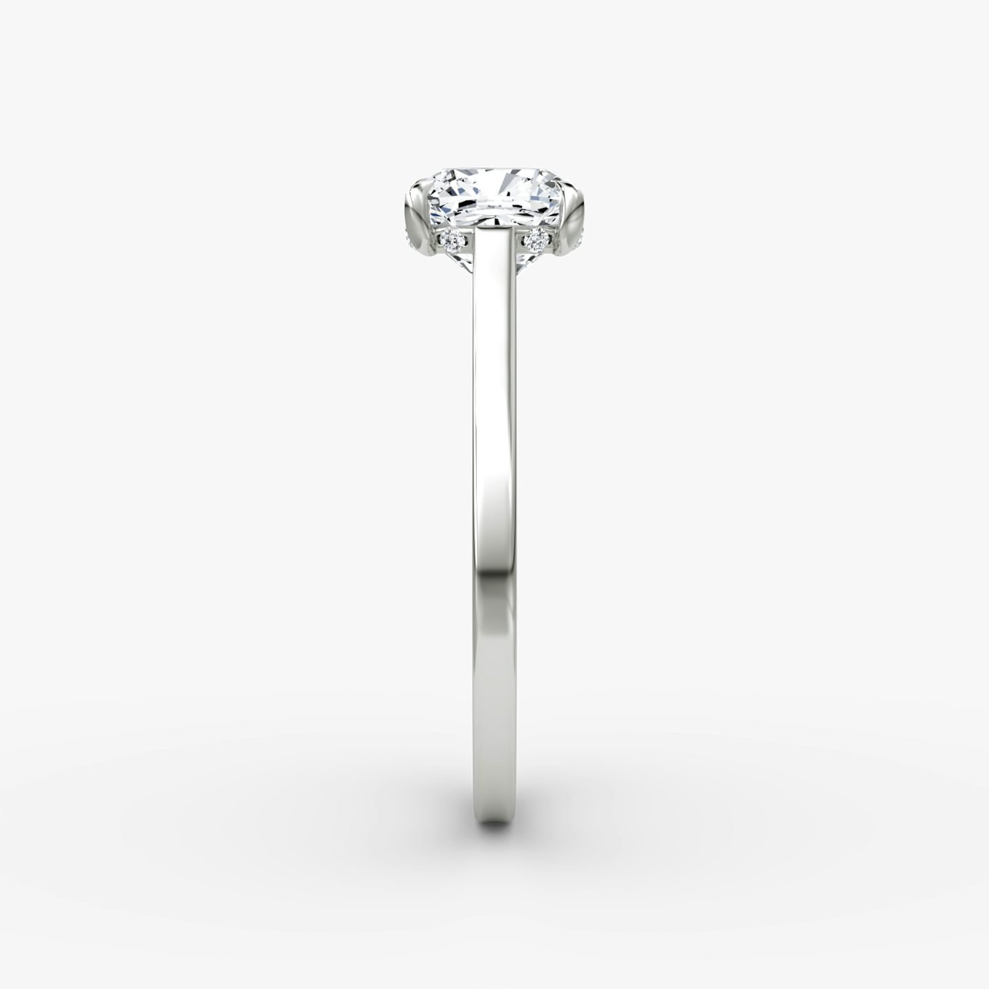 The Pavé Bridge | Cushion | 18k | White Gold | bandAccent: Plain | diamondOrientation: vertical | caratWeight: other