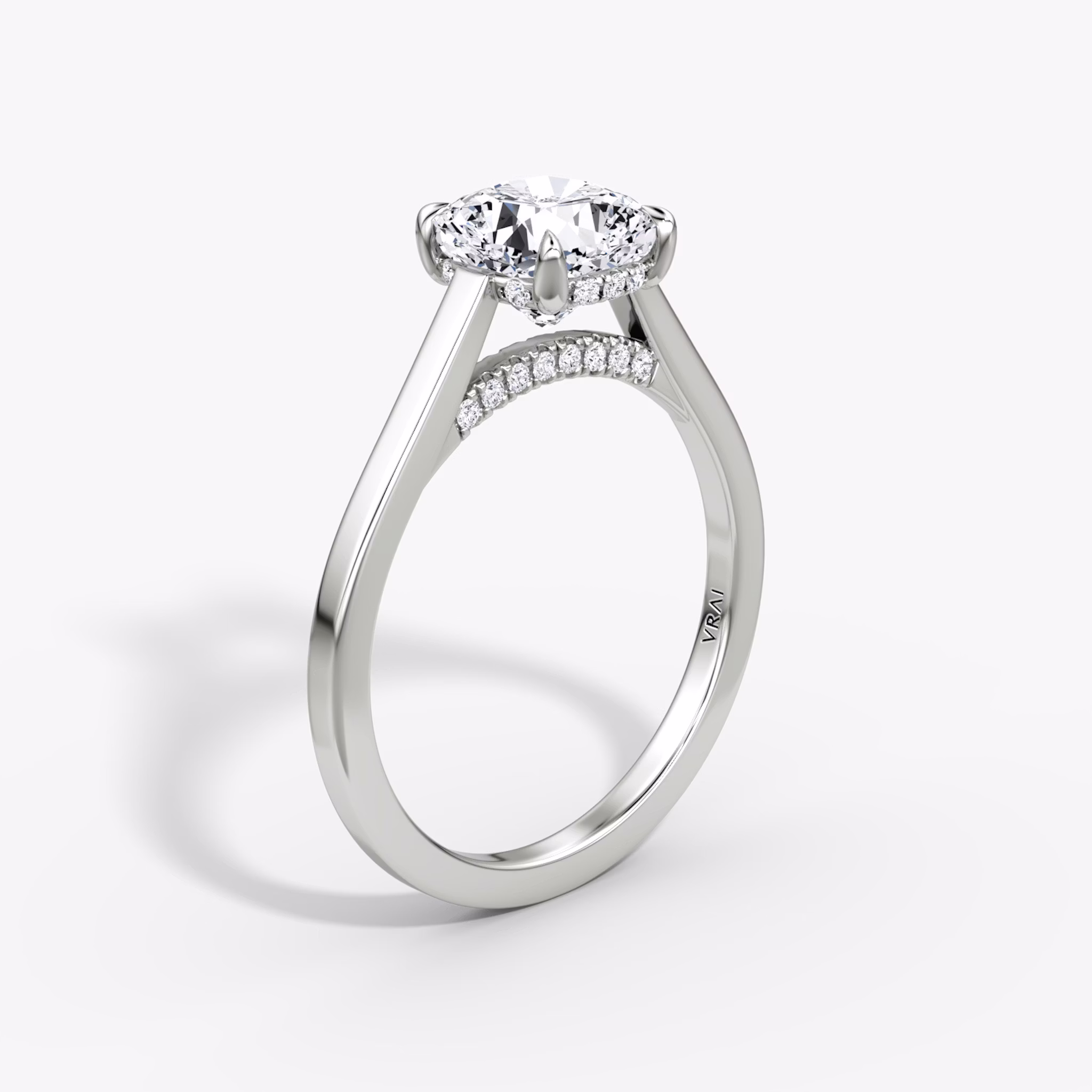 The Pavé Bridge | Cushion | Platinum | bandAccent: Plain | diamondOrientation: vertical | caratWeight: other