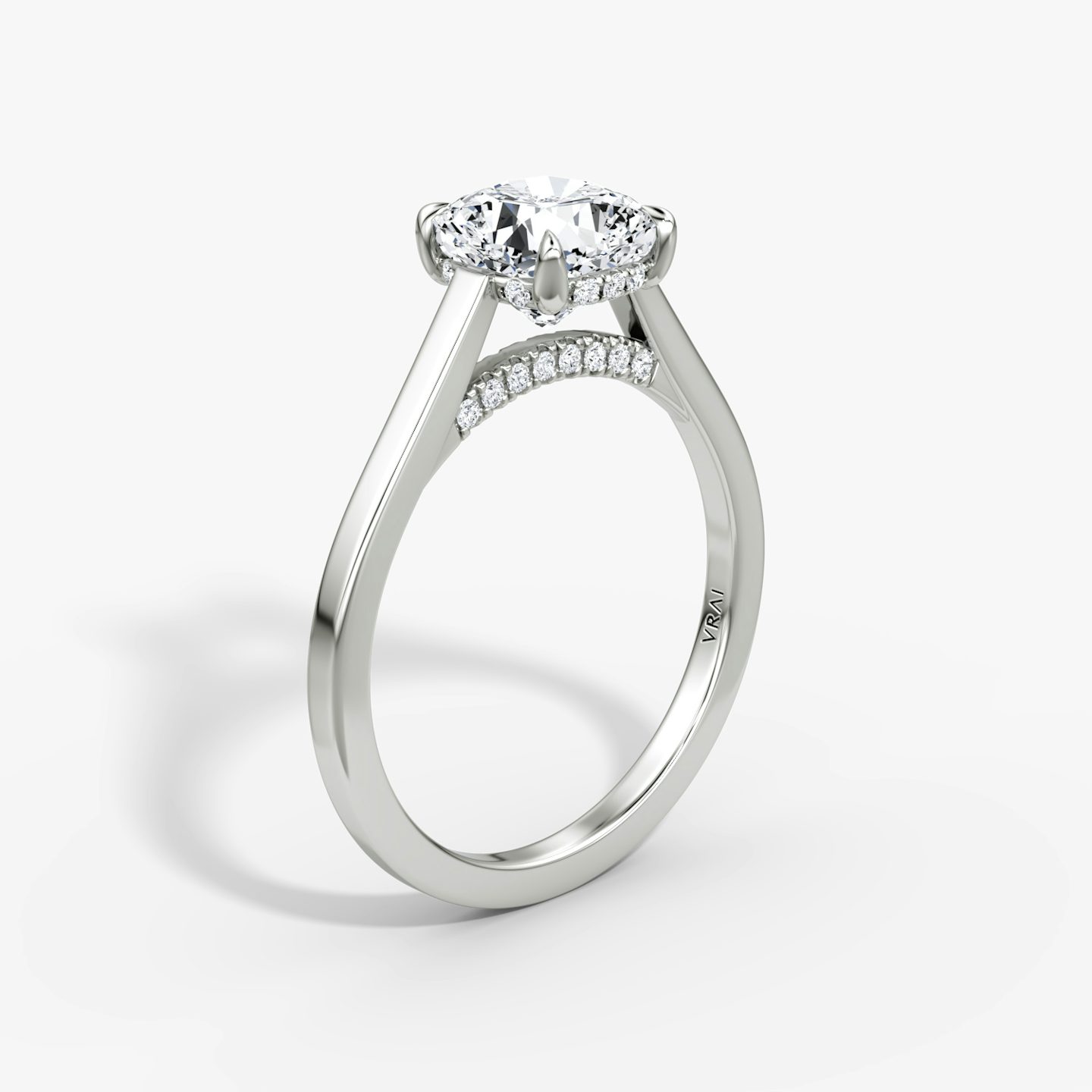The Pavé Bridge | Cushion | 18k | White Gold | bandAccent: Plain | diamondOrientation: vertical | caratWeight: other