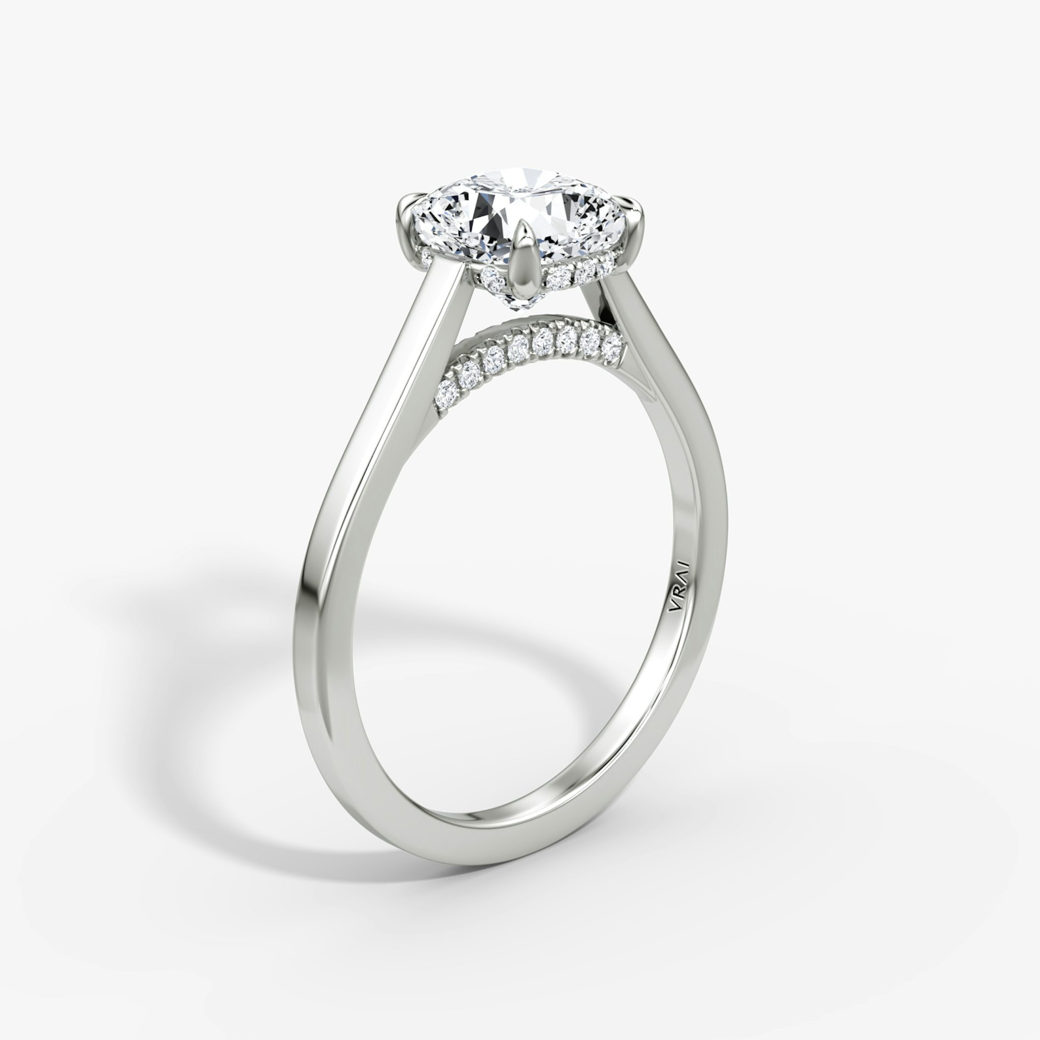 The Pavé Bridge | Cushion | Platinum | bandAccent: Plain | diamondOrientation: vertical | caratWeight: other