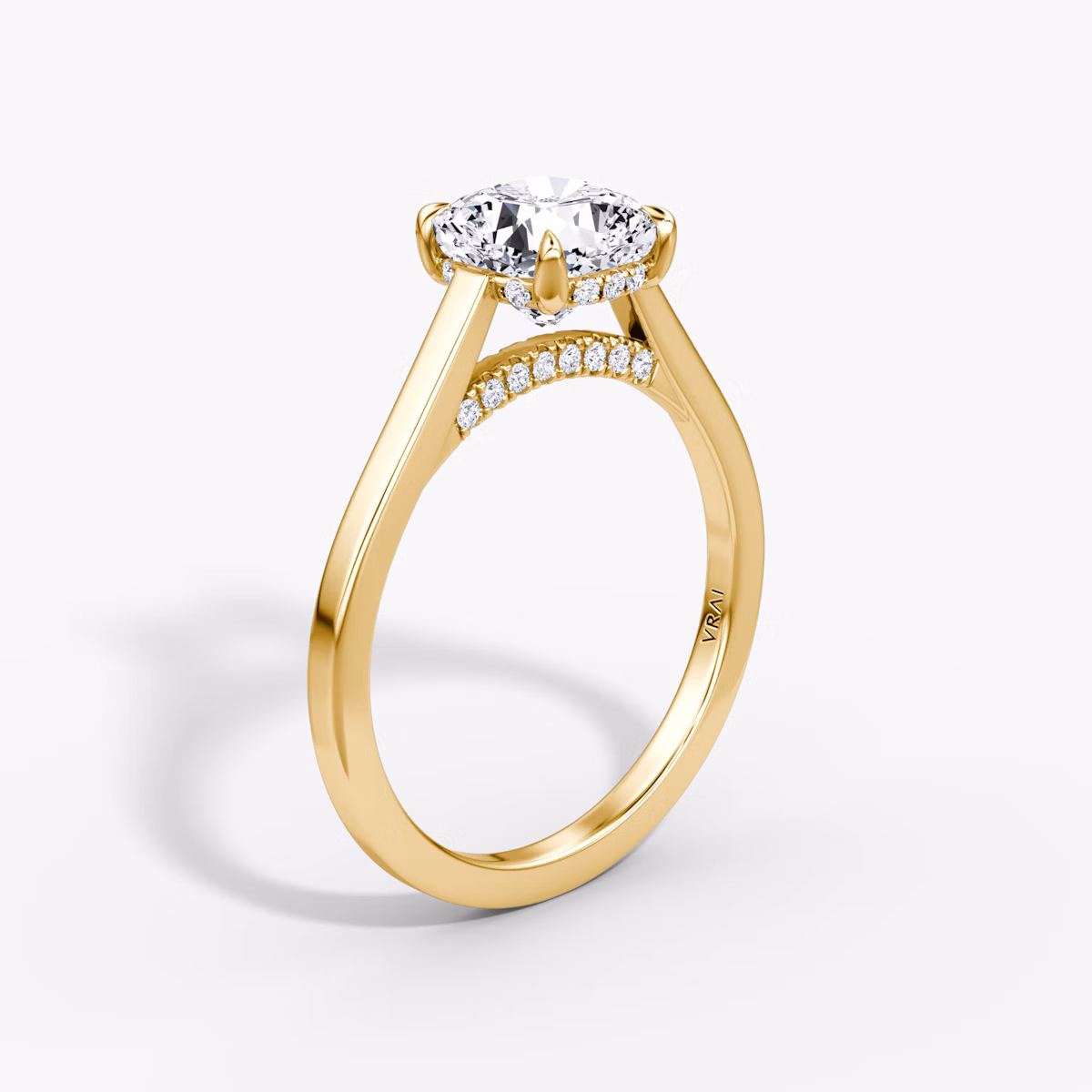 The Pavé Bridge | Cushion | 18k | Yellow Gold | bandAccent: Plain | diamondOrientation: vertical | caratWeight: other
