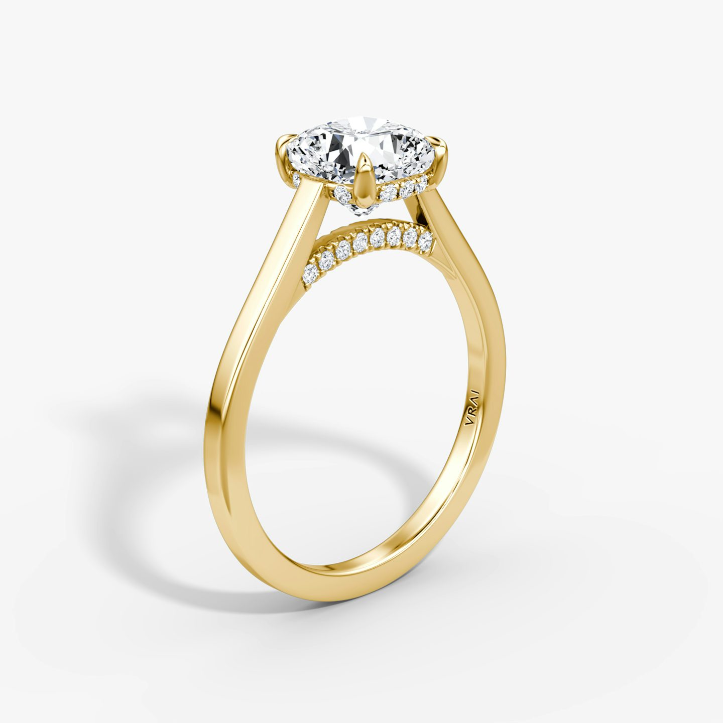 The Pavé Bridge | Cushion | 18k | Yellow Gold | bandAccent: Plain | diamondOrientation: vertical | caratWeight: other