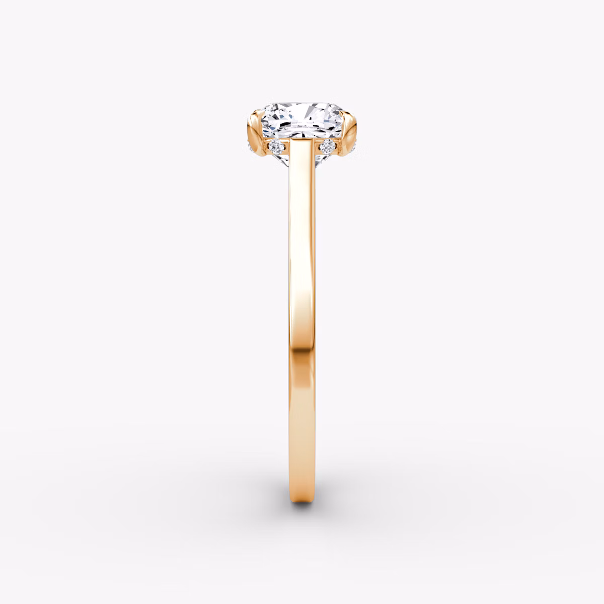 The Pavé Bridge | Cushion | 14k | Rose Gold | bandAccent: Plain | diamondOrientation: vertical | caratWeight: other