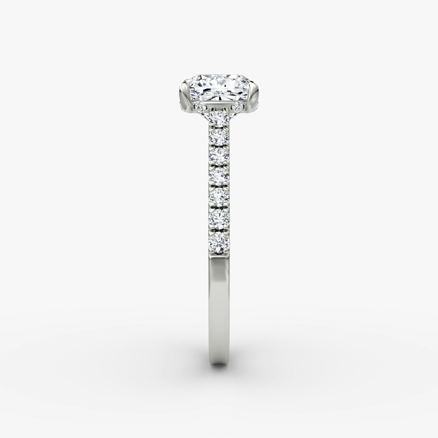 The Pavé Bridge | Cushion | 18k | White Gold | bandAccent: Pavé | diamondOrientation: vertical | caratWeight: other
