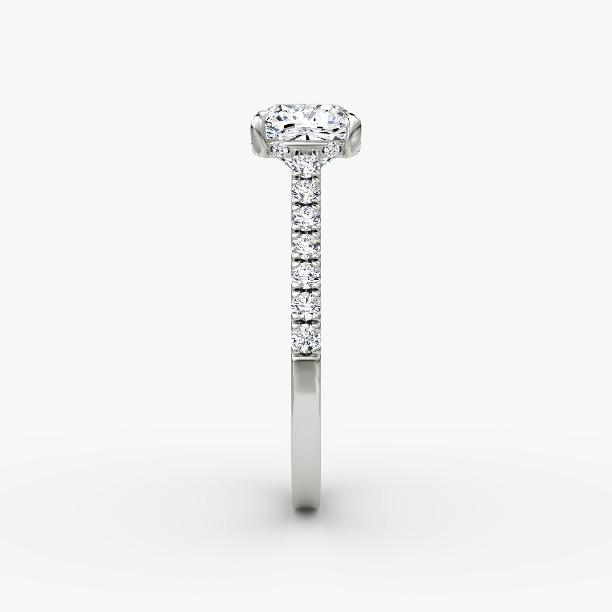 The Pavé Bridge | Cushion | 18k | White Gold | bandAccent: Pavé | diamondOrientation: vertical | caratWeight: other