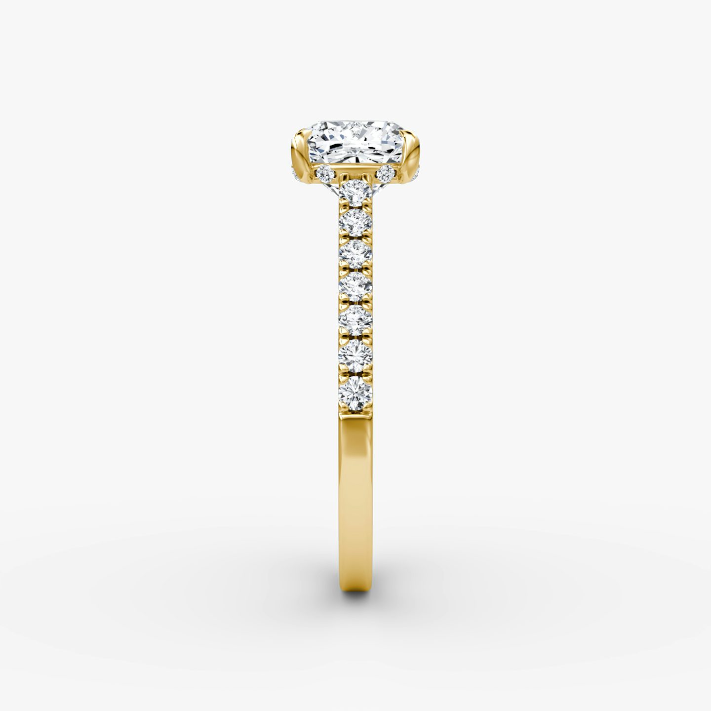 The Pavé Bridge | Cushion | 18k | Yellow Gold | bandAccent: Pavé | diamondOrientation: vertical | caratWeight: other