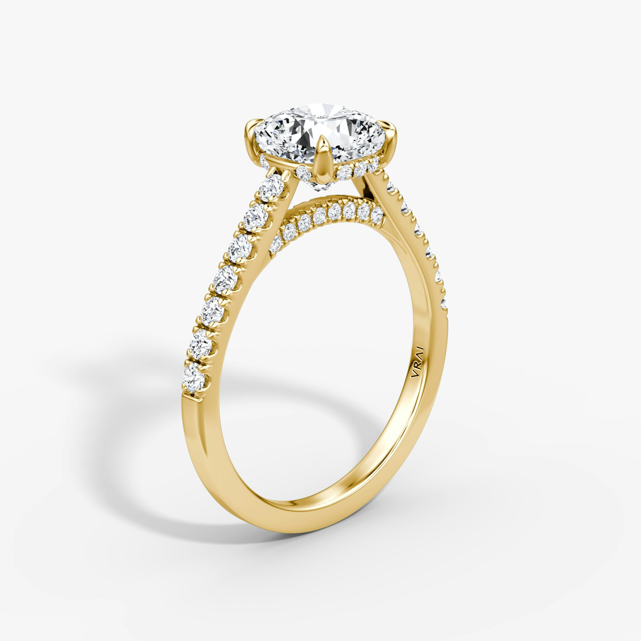 The Pavé Bridge | Cushion | 18k | Yellow Gold | bandAccent: Pavé | diamondOrientation: vertical | caratWeight: other