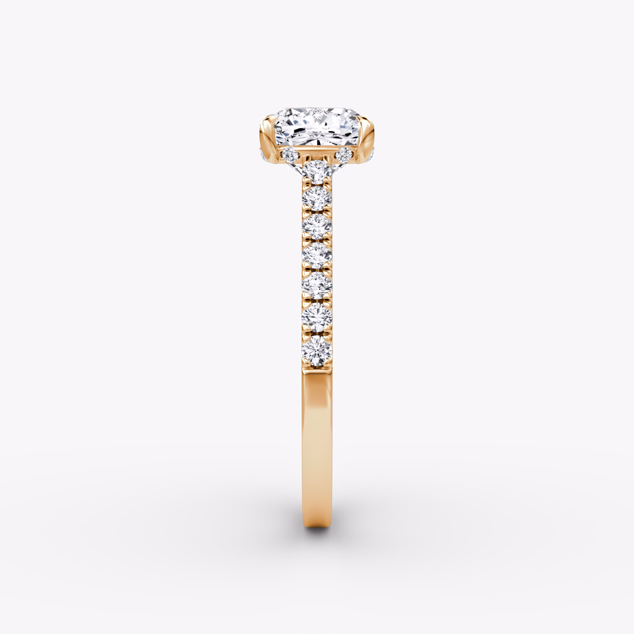 The Pavé Bridge | Cushion | 14k | Rose Gold | bandAccent: Pavé | diamondOrientation: vertical | caratWeight: other