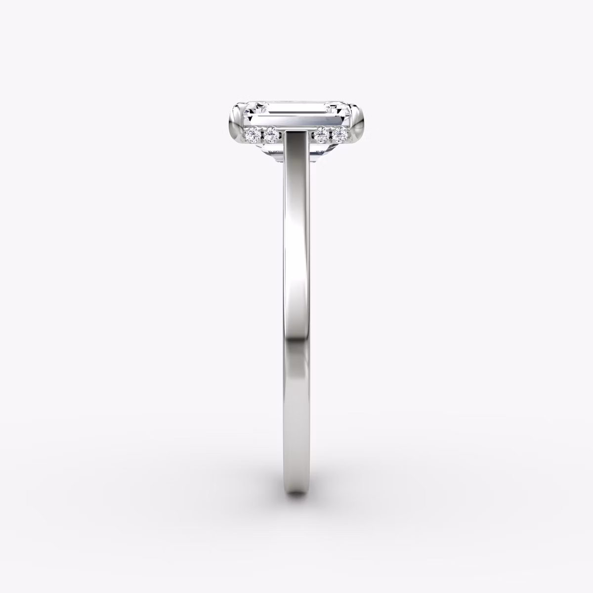 The Pavé Bridge | Emerald | 18k | White Gold | bandAccent: Plain | diamondOrientation: vertical | caratWeight: other
