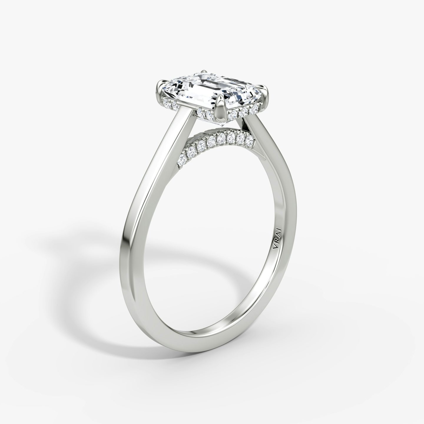 The Pavé Bridge | Emerald | Platinum | bandAccent: Plain | diamondOrientation: vertical | caratWeight: other
