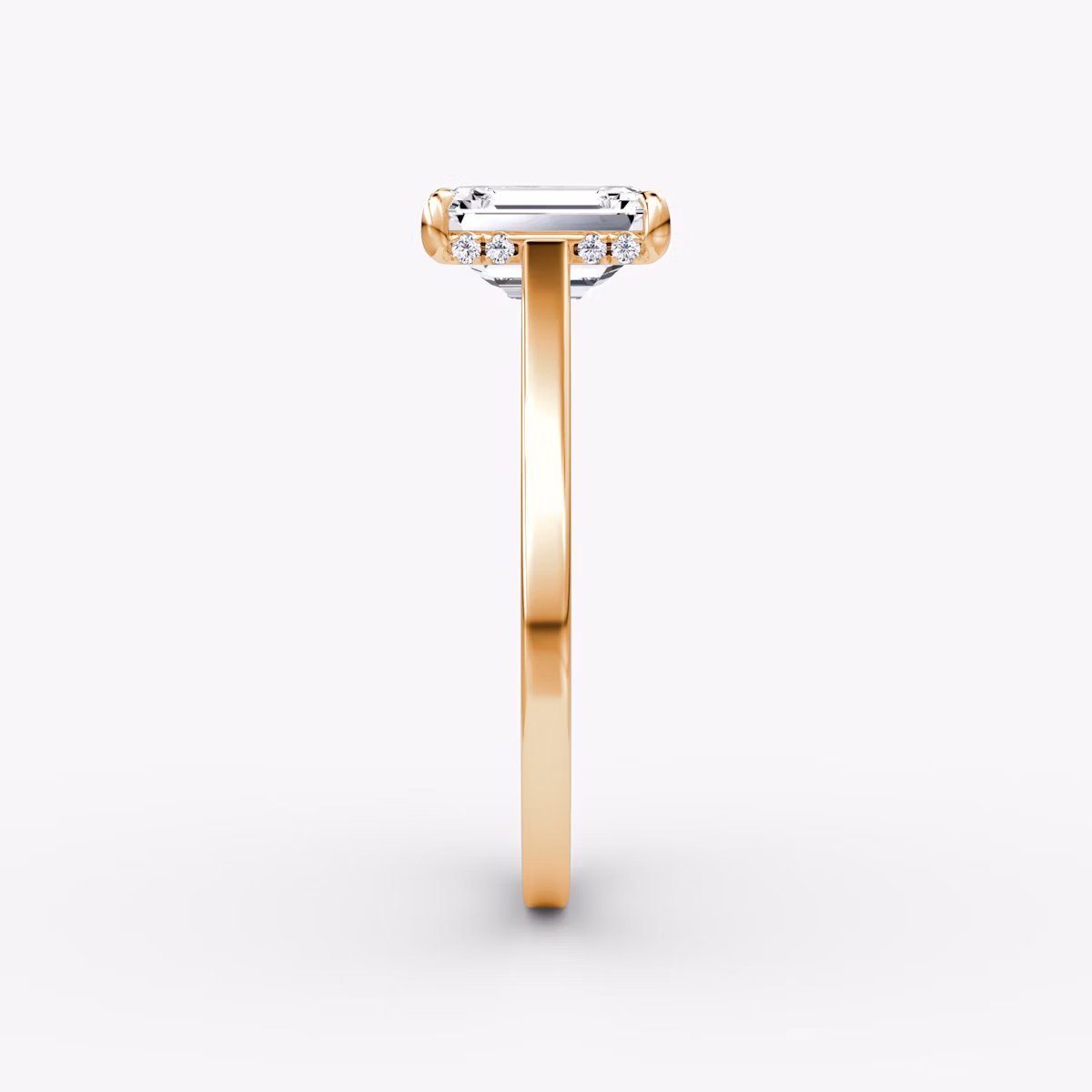 The Pavé Bridge | Emerald | 14k | Rose Gold | bandAccent: Plain | diamondOrientation: vertical | caratWeight: other