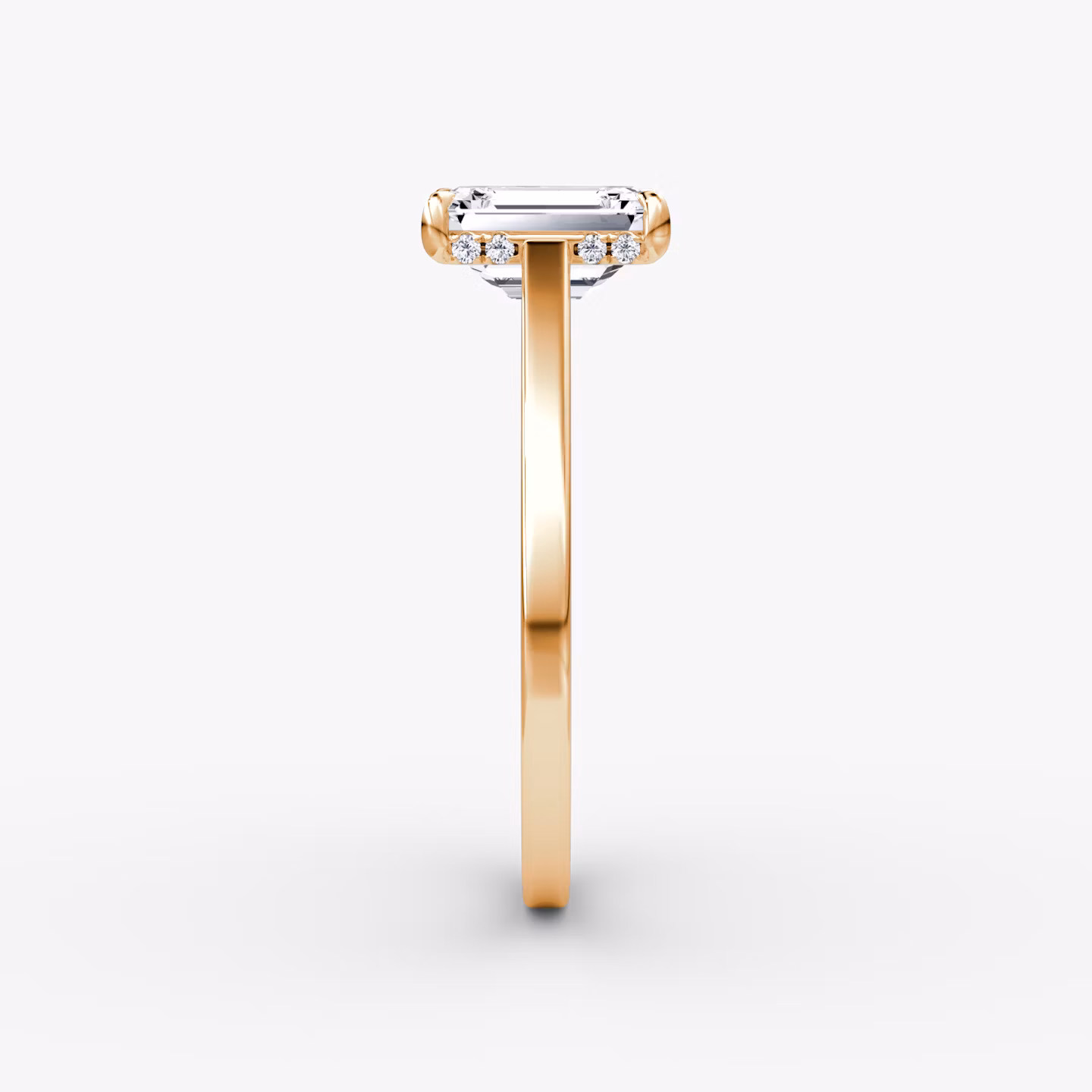 The Pavé Bridge | Emerald | 14k | Rose Gold | bandAccent: Plain | diamondOrientation: vertical | caratWeight: other