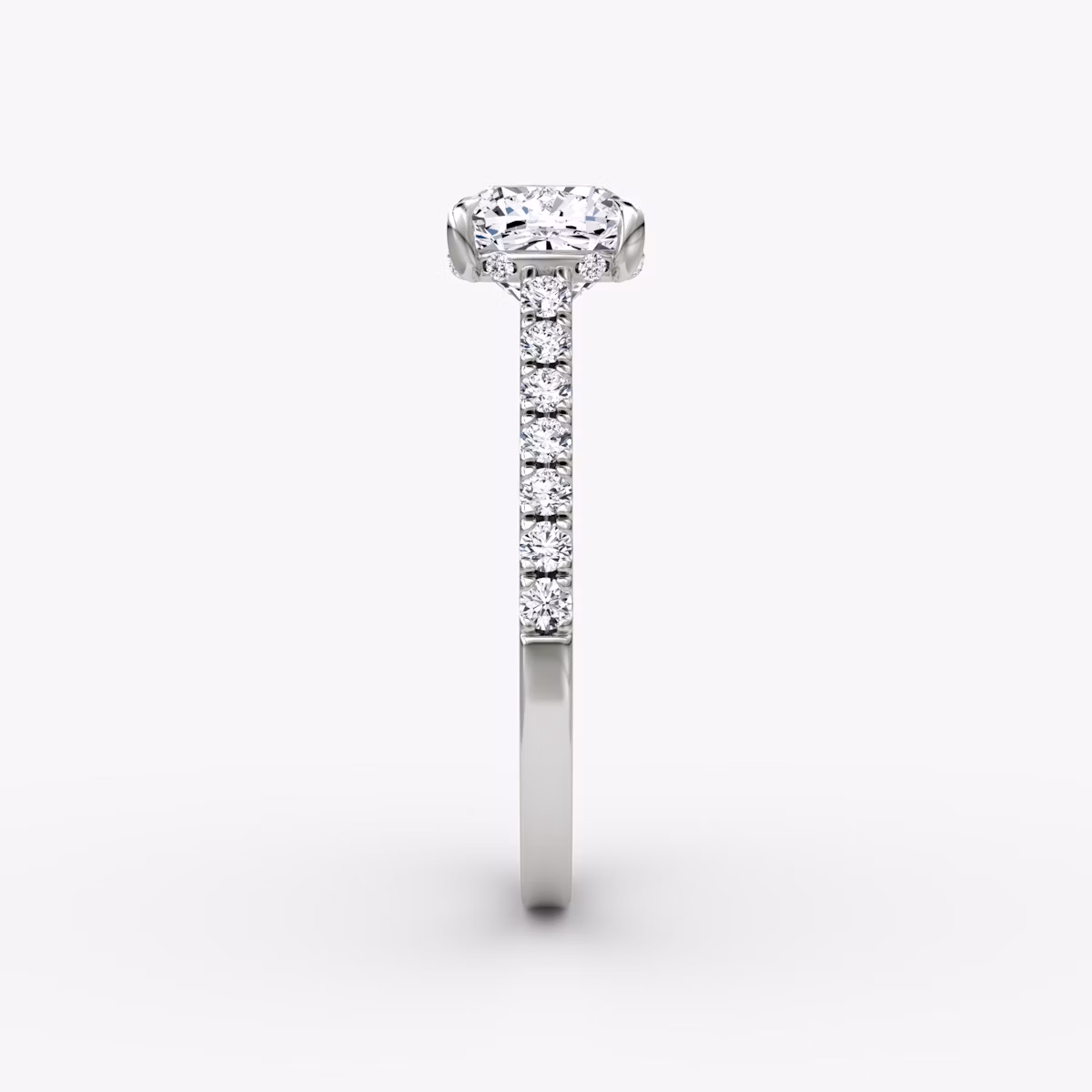 The Pavé Bridge | Emerald | Platinum | bandAccent: Pavé | diamondOrientation: vertical | caratWeight: other