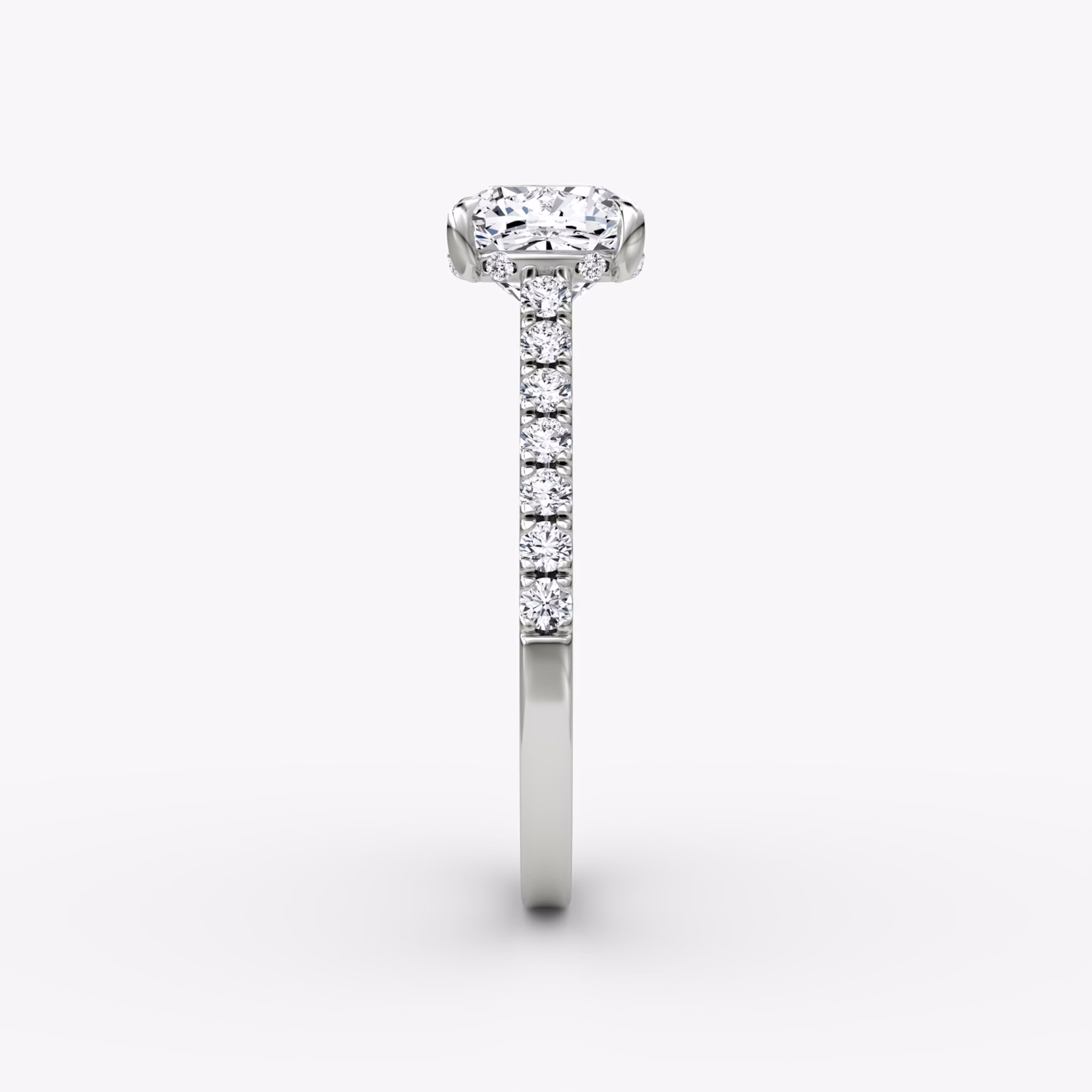 The Pavé Bridge | Emerald | 18k | White Gold | bandAccent: Pavé | diamondOrientation: vertical | caratWeight: other