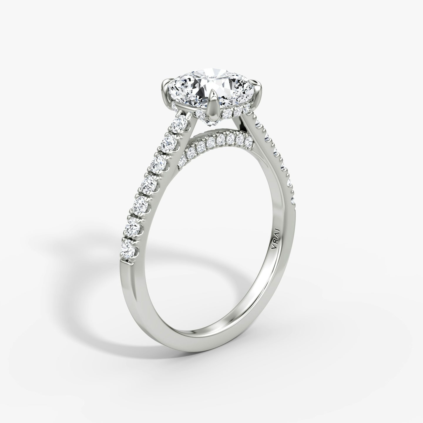 The Pavé Bridge | Emerald | Platinum | bandAccent: Pavé | diamondOrientation: vertical | caratWeight: other