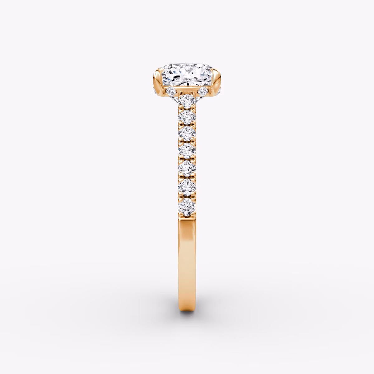 The Pavé Bridge | Emerald | 14k | Rose Gold | bandAccent: Pavé | diamondOrientation: vertical | caratWeight: other