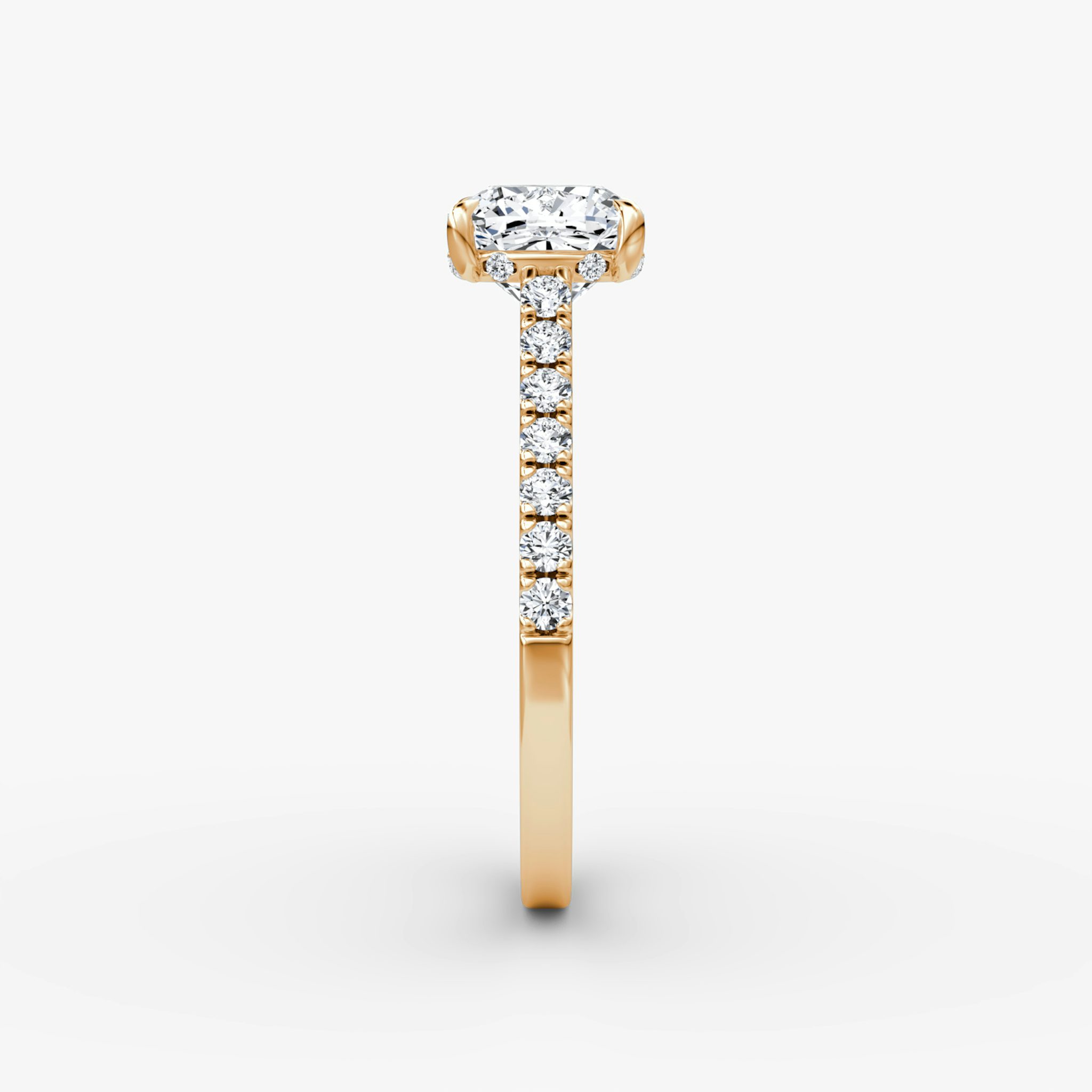 The Pavé Bridge | Emerald | 14k | Rose Gold | bandAccent: Pavé | diamondOrientation: vertical | caratWeight: other