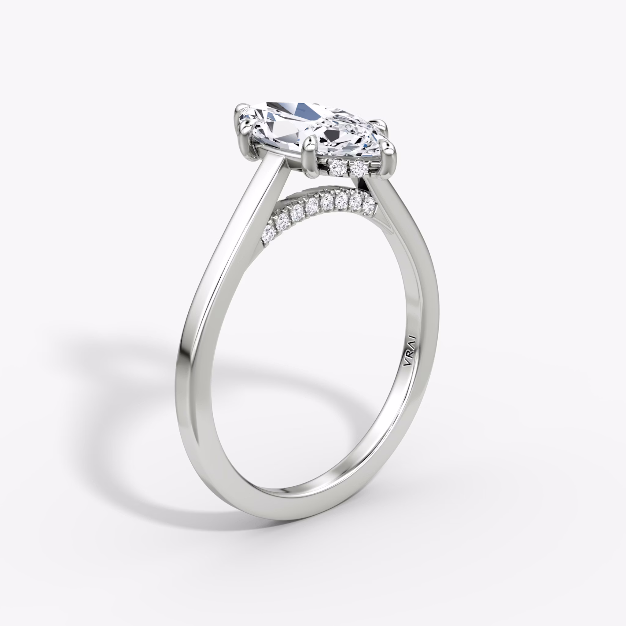 The Pavé Bridge | Marquise | 18k | White Gold | bandAccent: Plain | diamondOrientation: vertical | caratWeight: other