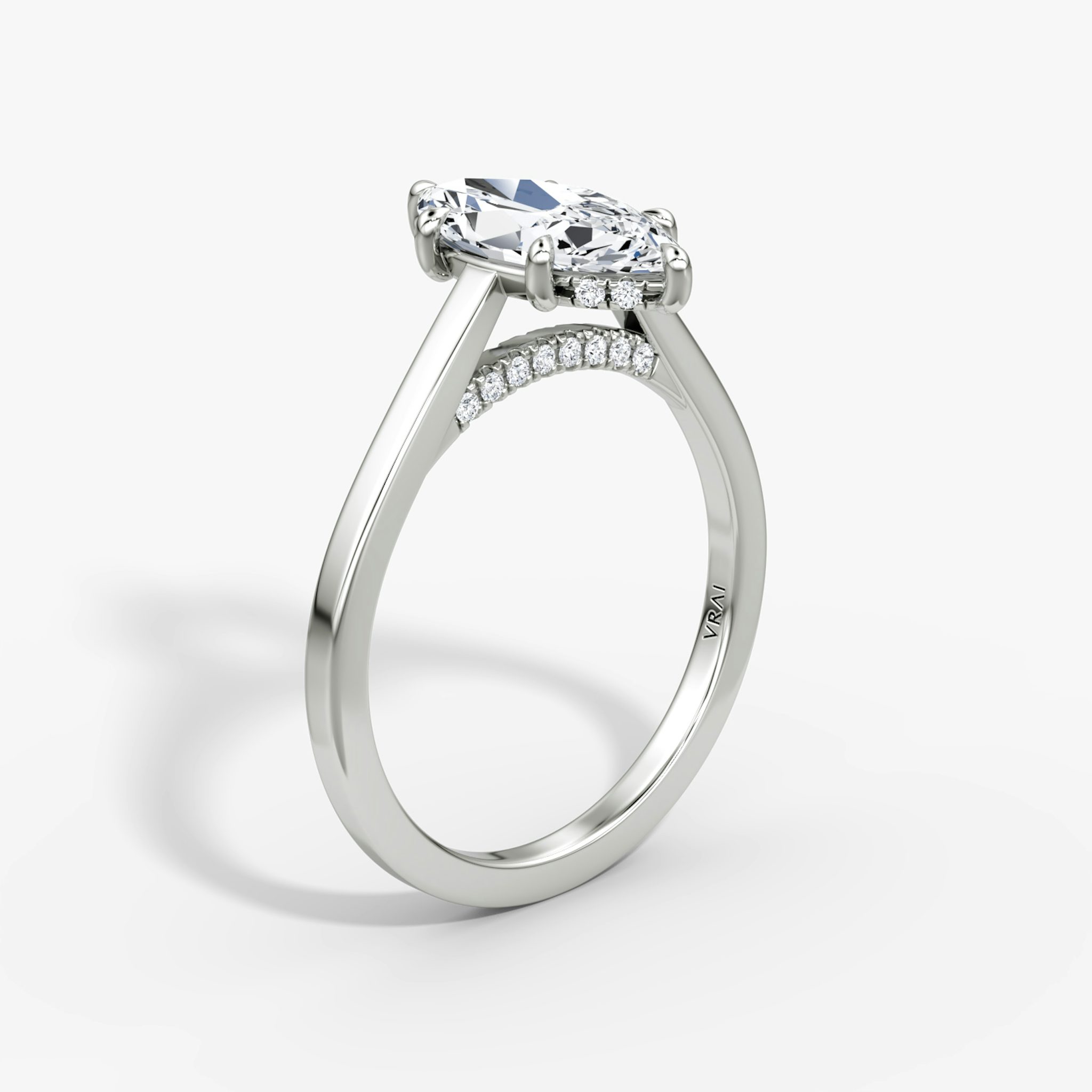 The Pavé Bridge | Marquise | 18k | White Gold | bandAccent: Plain | diamondOrientation: vertical | caratWeight: other