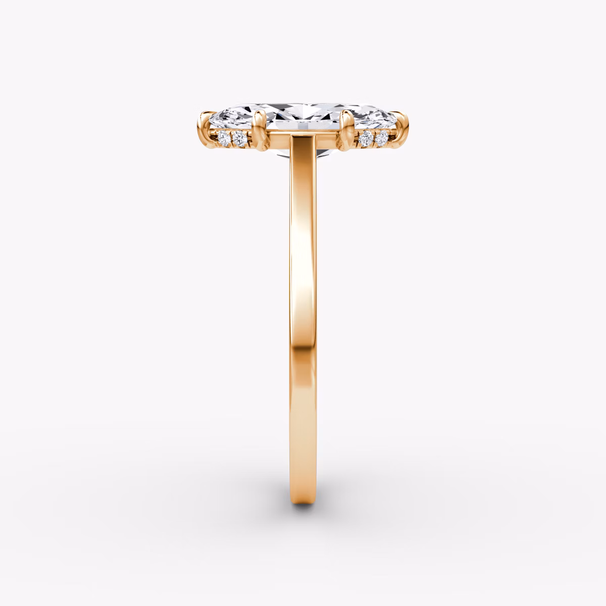 The Pavé Bridge | Marquise | 14k | Rose Gold | bandAccent: Plain | diamondOrientation: vertical | caratWeight: other