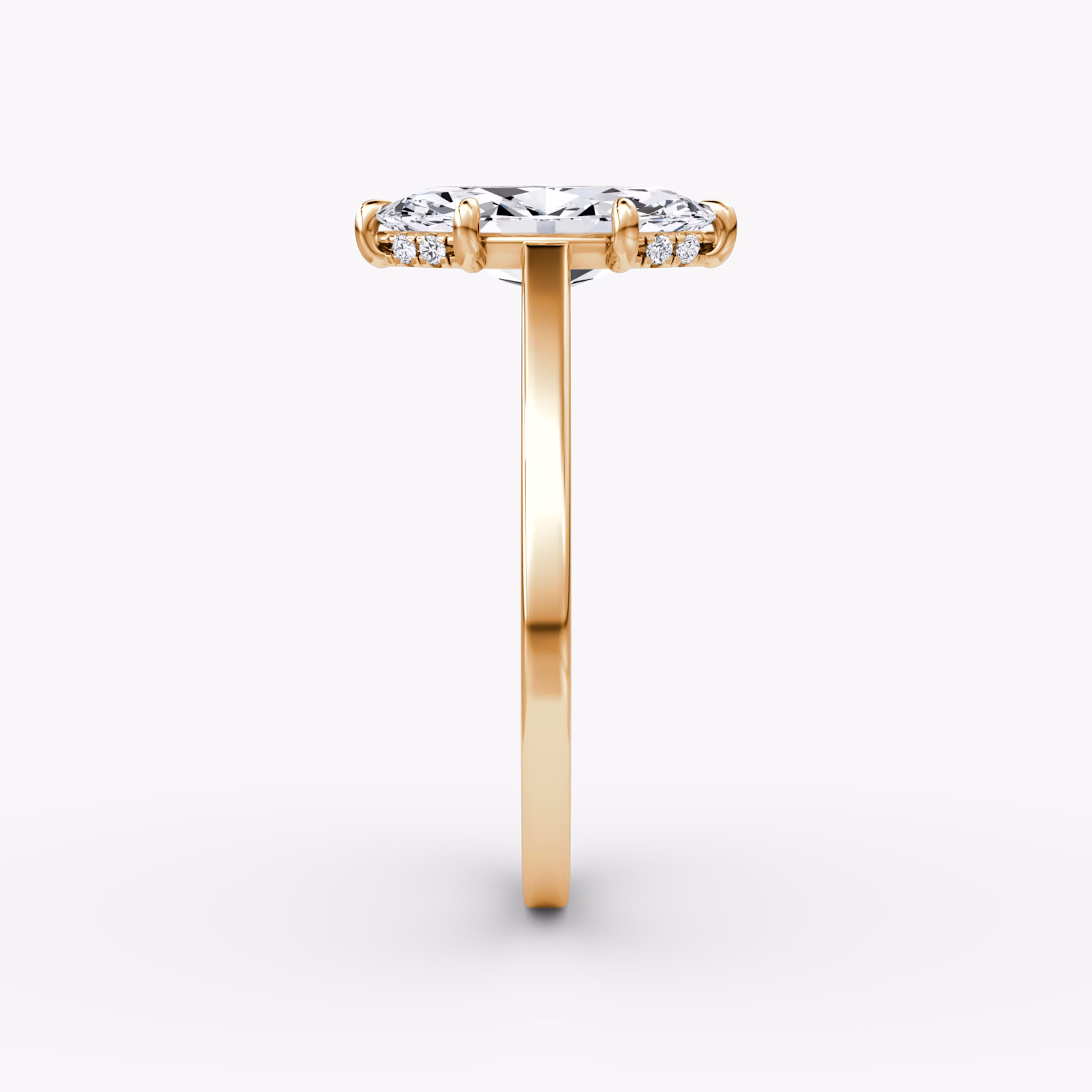 The Pavé Bridge | Marquise | 14k | Rose Gold | bandAccent: Plain | diamondOrientation: vertical | caratWeight: other