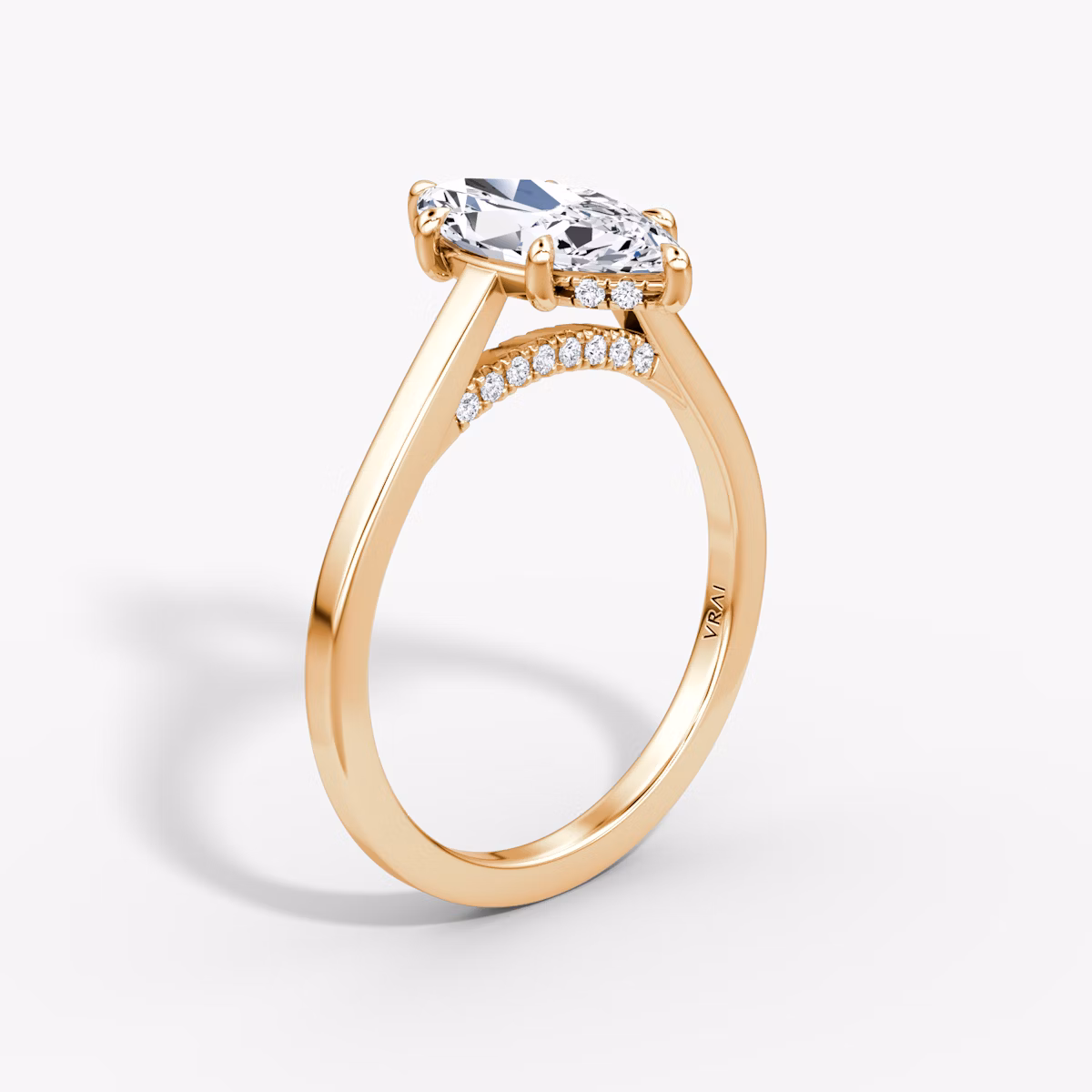The Pavé Bridge | Marquise | 14k | Rose Gold | bandAccent: Plain | diamondOrientation: vertical | caratWeight: other