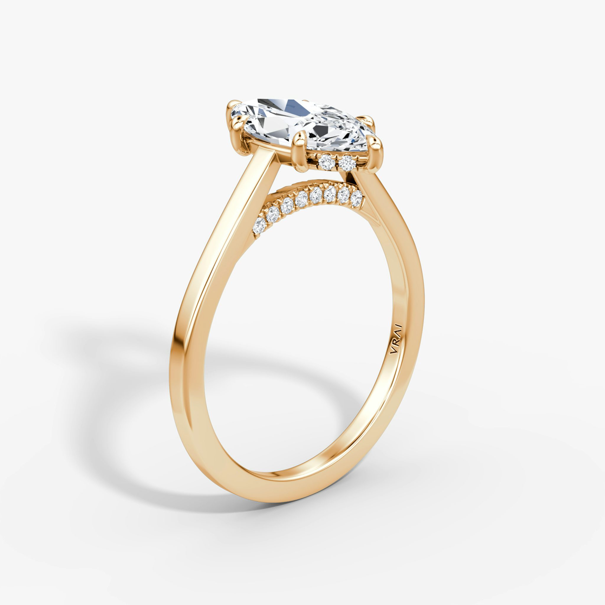 The Pavé Bridge | Marquise | 14k | Rose Gold | bandAccent: Plain | diamondOrientation: vertical | caratWeight: other