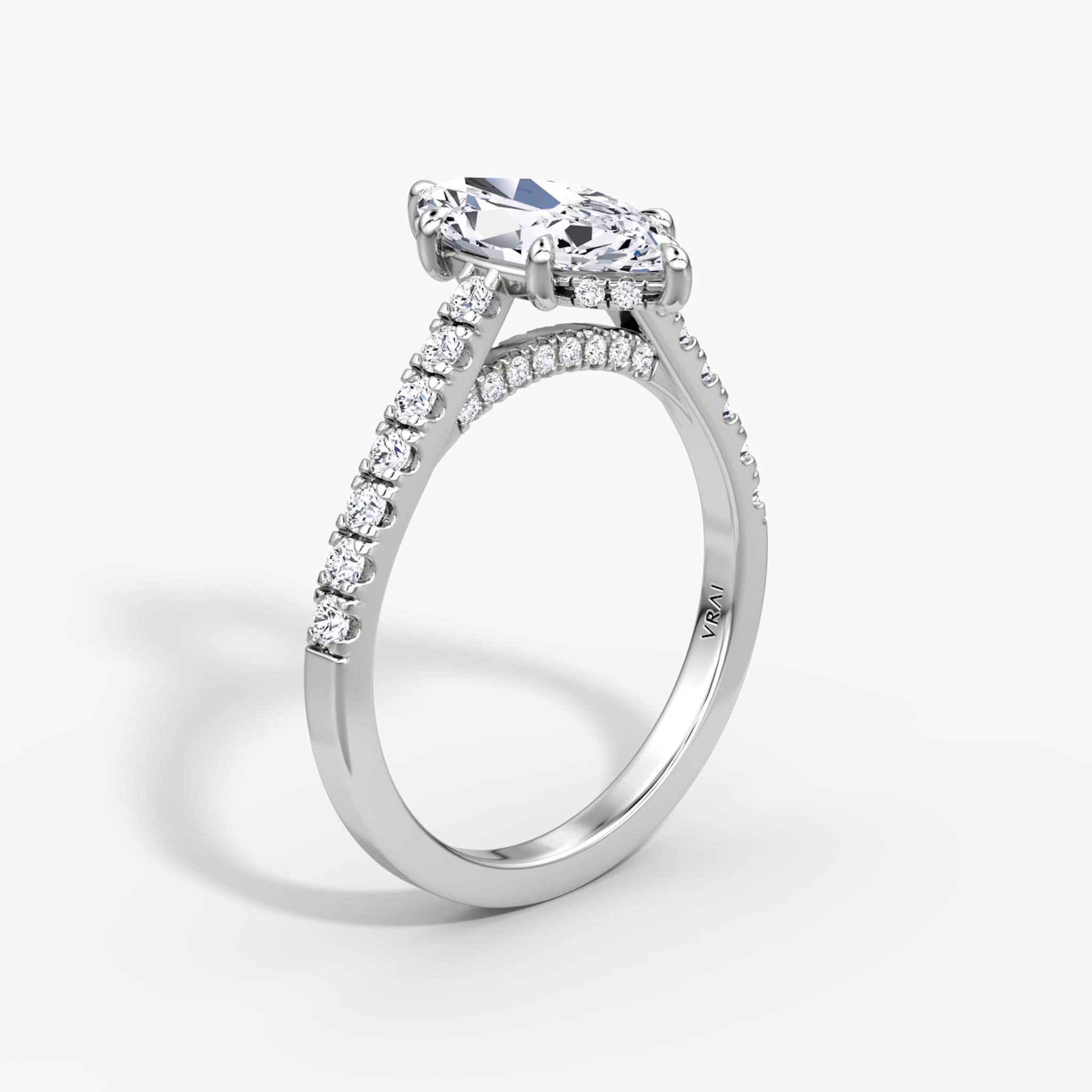 The Pavé Bridge | Marquise | 18k | White Gold | bandAccent: Pavé | diamondOrientation: vertical | caratWeight: other