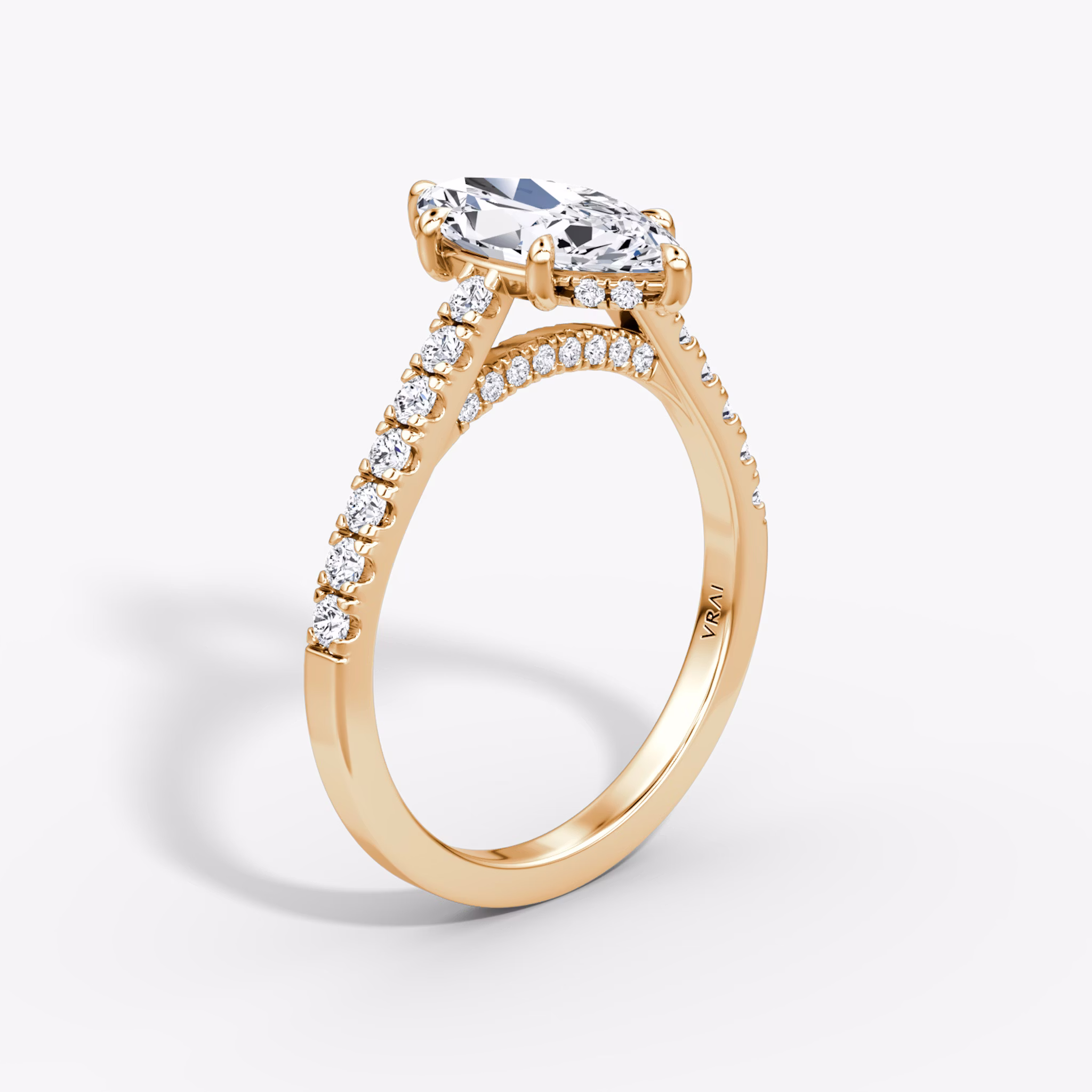 The Pavé Bridge | Marquise | 14k | Rose Gold | bandAccent: Pavé | diamondOrientation: vertical | caratWeight: other