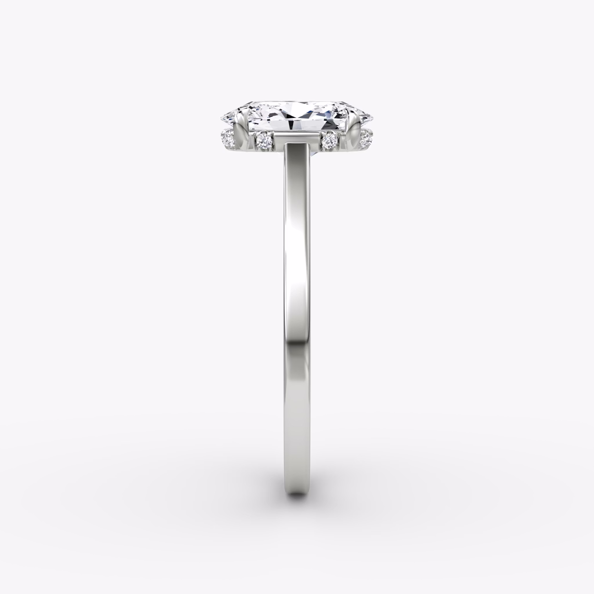 The Pavé Bridge | Oval | 18k | White Gold | bandAccent: Plain | diamondOrientation: vertical | caratWeight: other