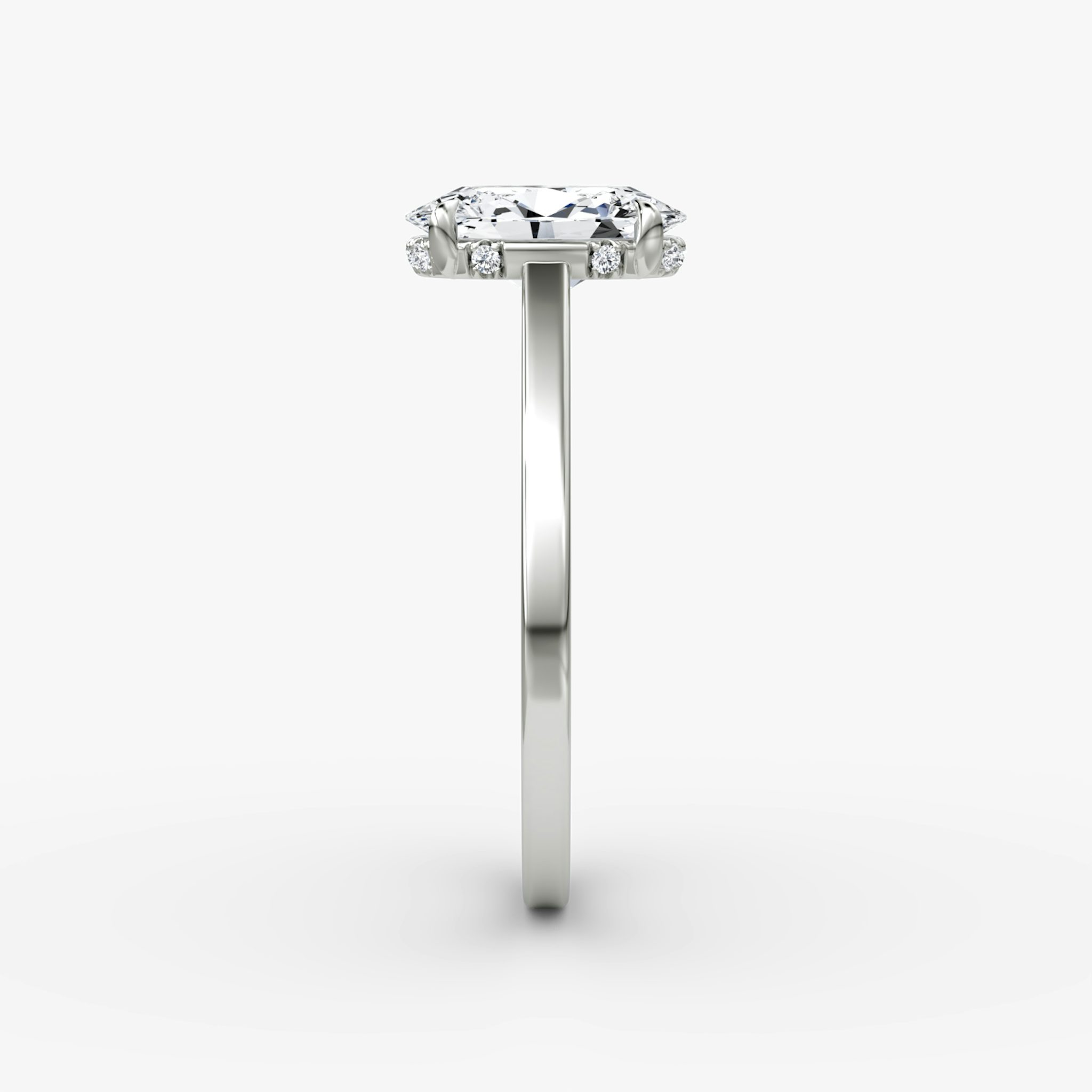 The Pavé Bridge | Oval | 18k | White Gold | bandAccent: Plain | diamondOrientation: vertical | caratWeight: other