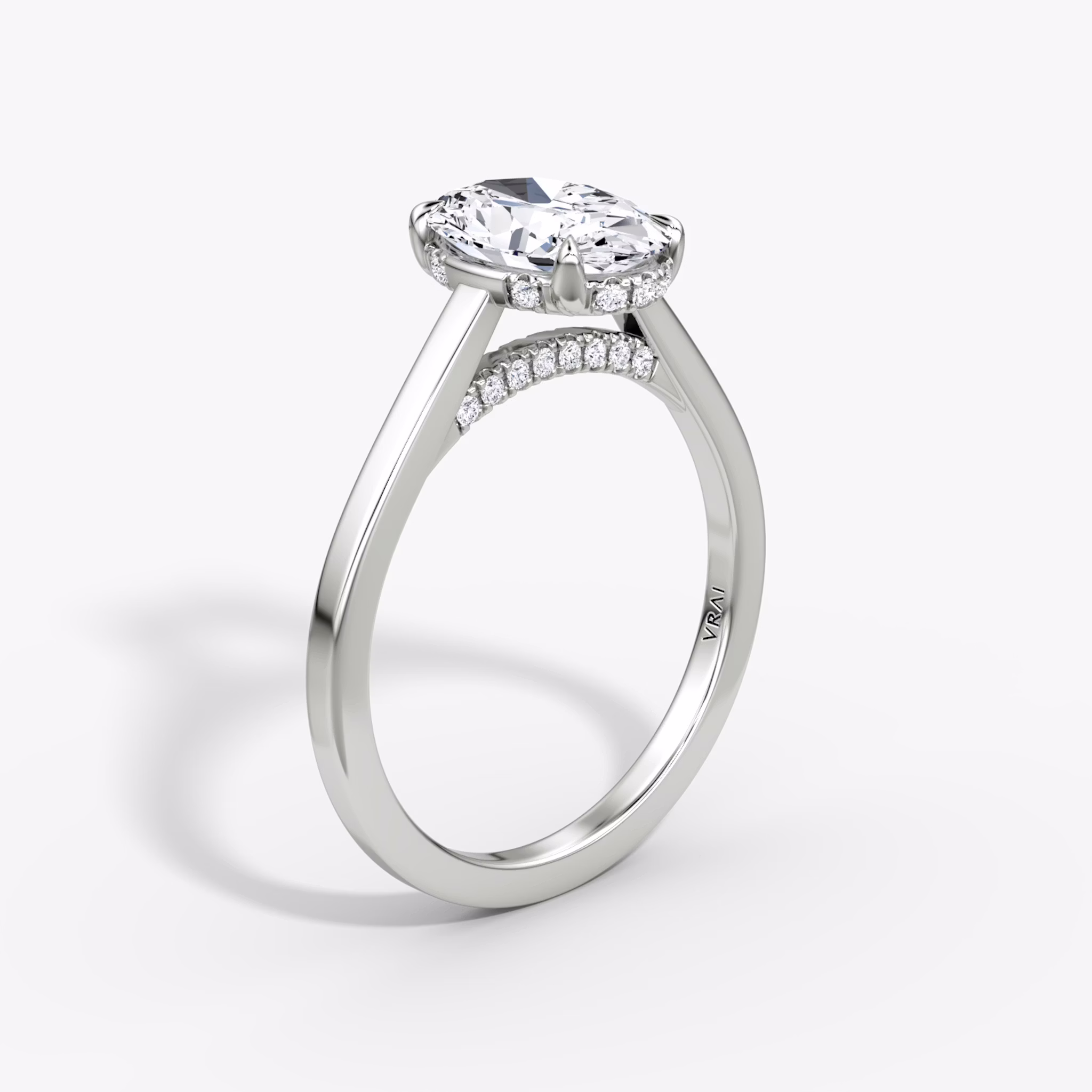 The Pavé Bridge | Oval | 18k | White Gold | bandAccent: Plain | diamondOrientation: vertical | caratWeight: other