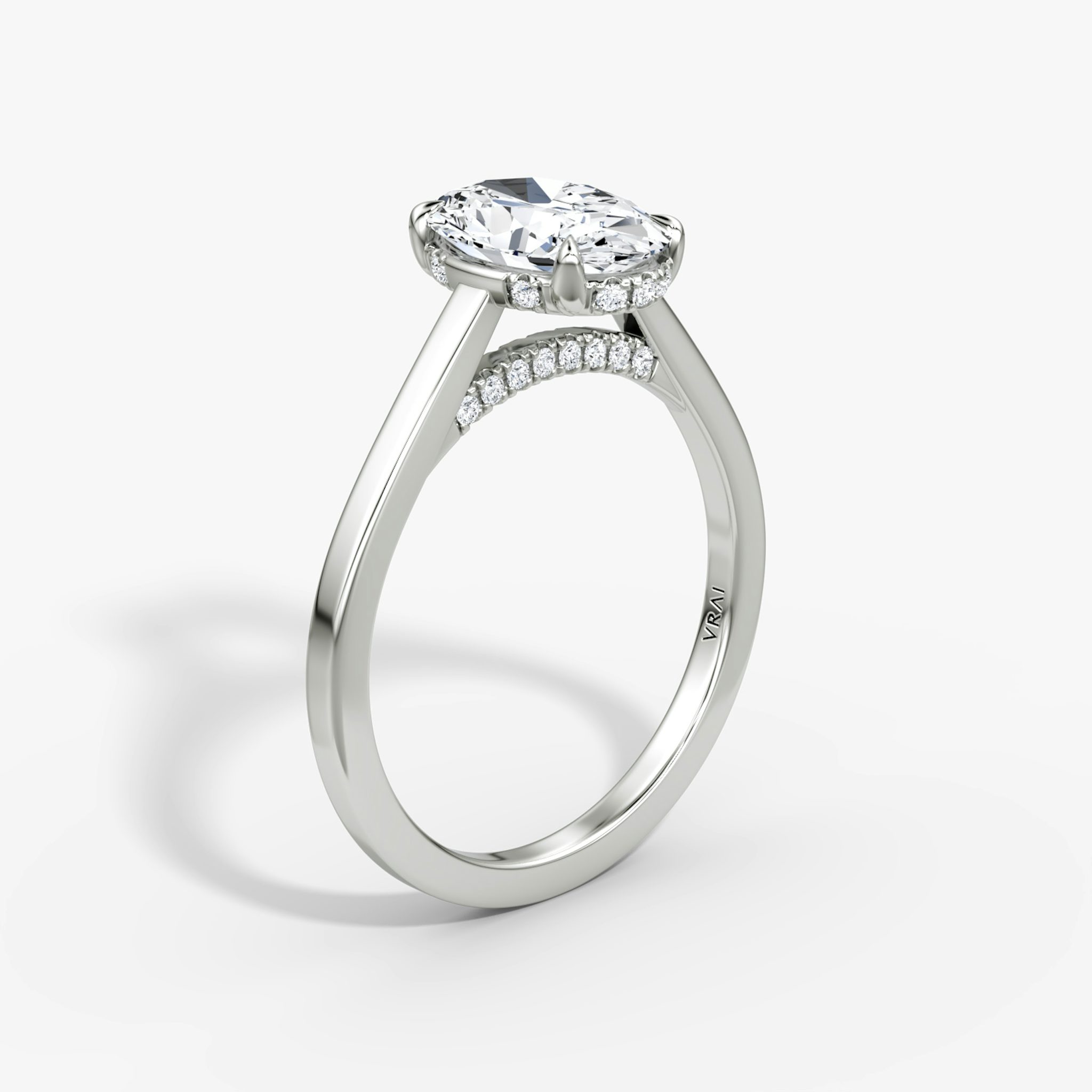 The Pavé Bridge | Oval | 18k | White Gold | bandAccent: Plain | diamondOrientation: vertical | caratWeight: other