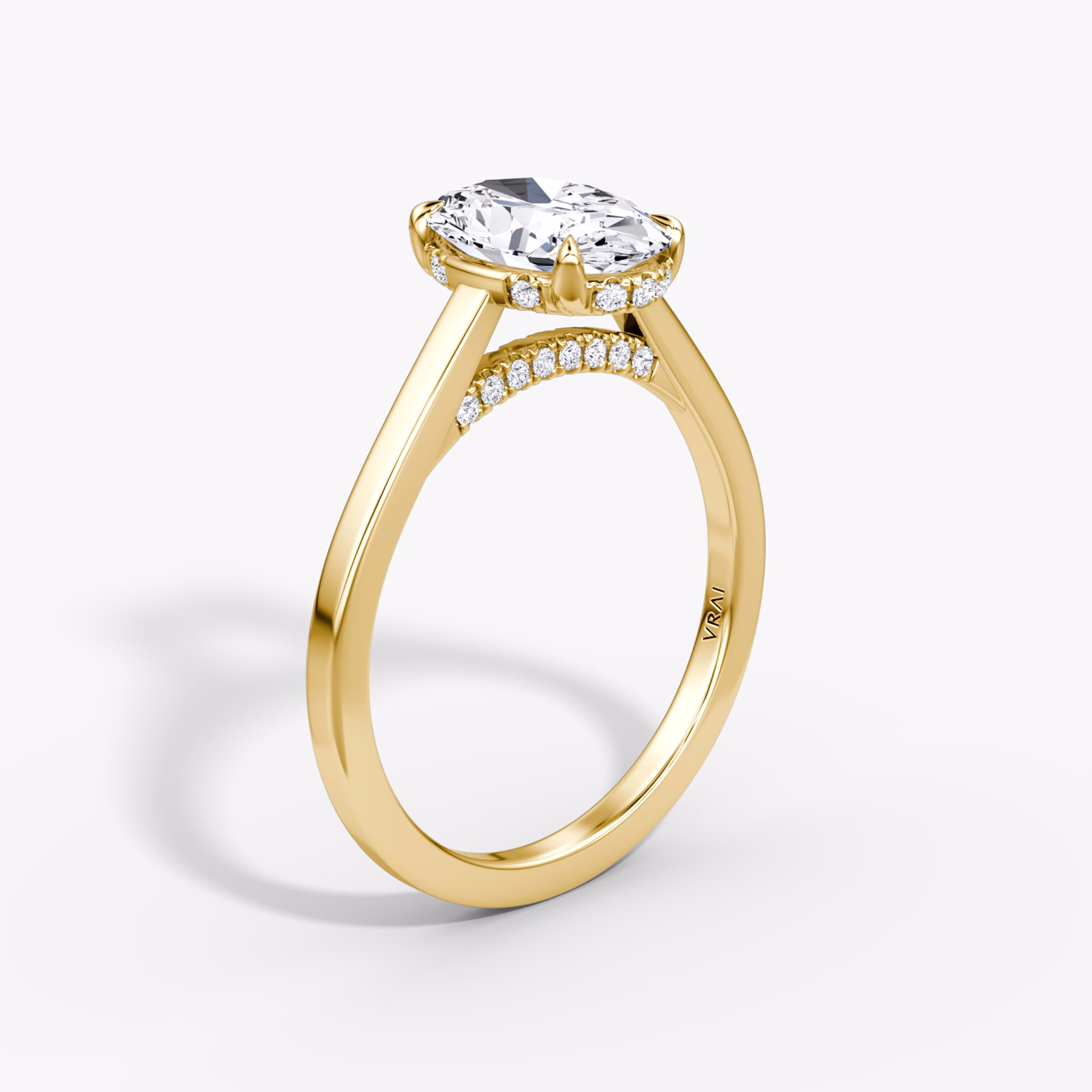 The Pavé Bridge | Oval | 18k | Yellow Gold | bandAccent: Plain | diamondOrientation: vertical | caratWeight: other