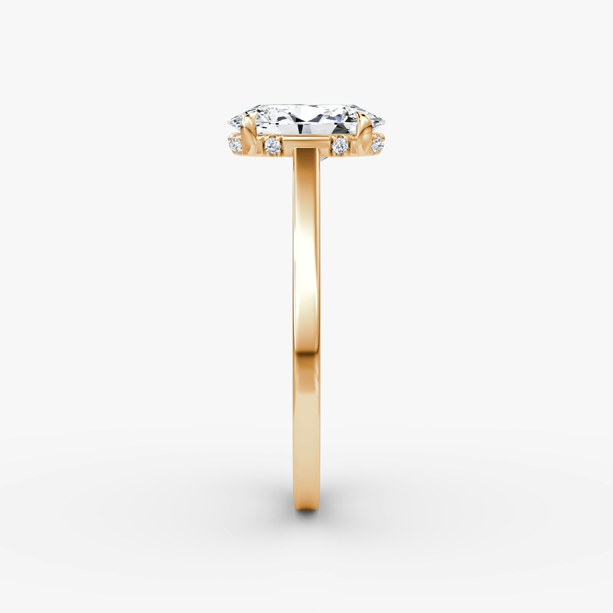 The Pavé Bridge | Oval | 14k | Rose Gold | bandAccent: Plain | diamondOrientation: vertical | caratWeight: other