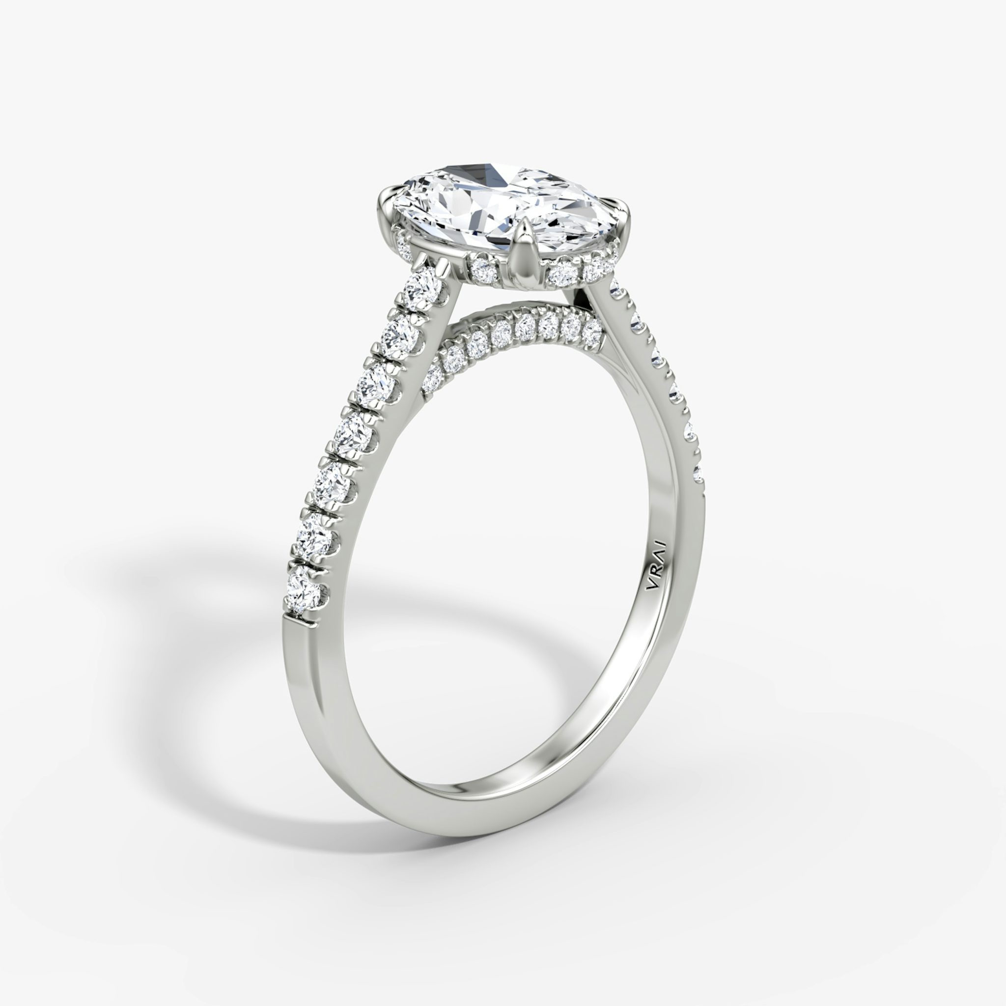 The Pavé Bridge | Oval | 18k | White Gold | bandAccent: Pavé | diamondOrientation: vertical | caratWeight: other
