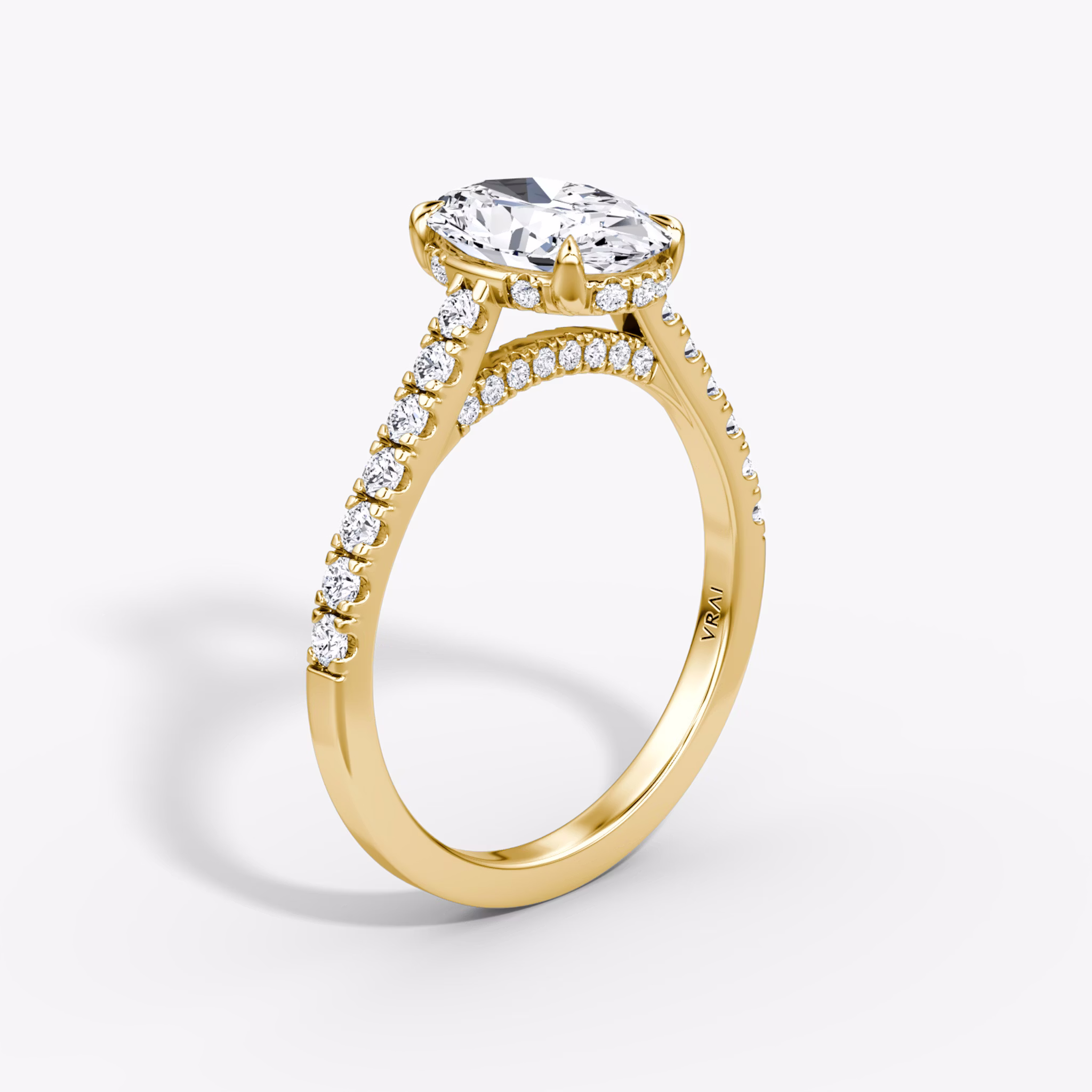 The Pavé Bridge | Oval | 18k | Yellow Gold | bandAccent: Pavé | diamondOrientation: vertical | caratWeight: other