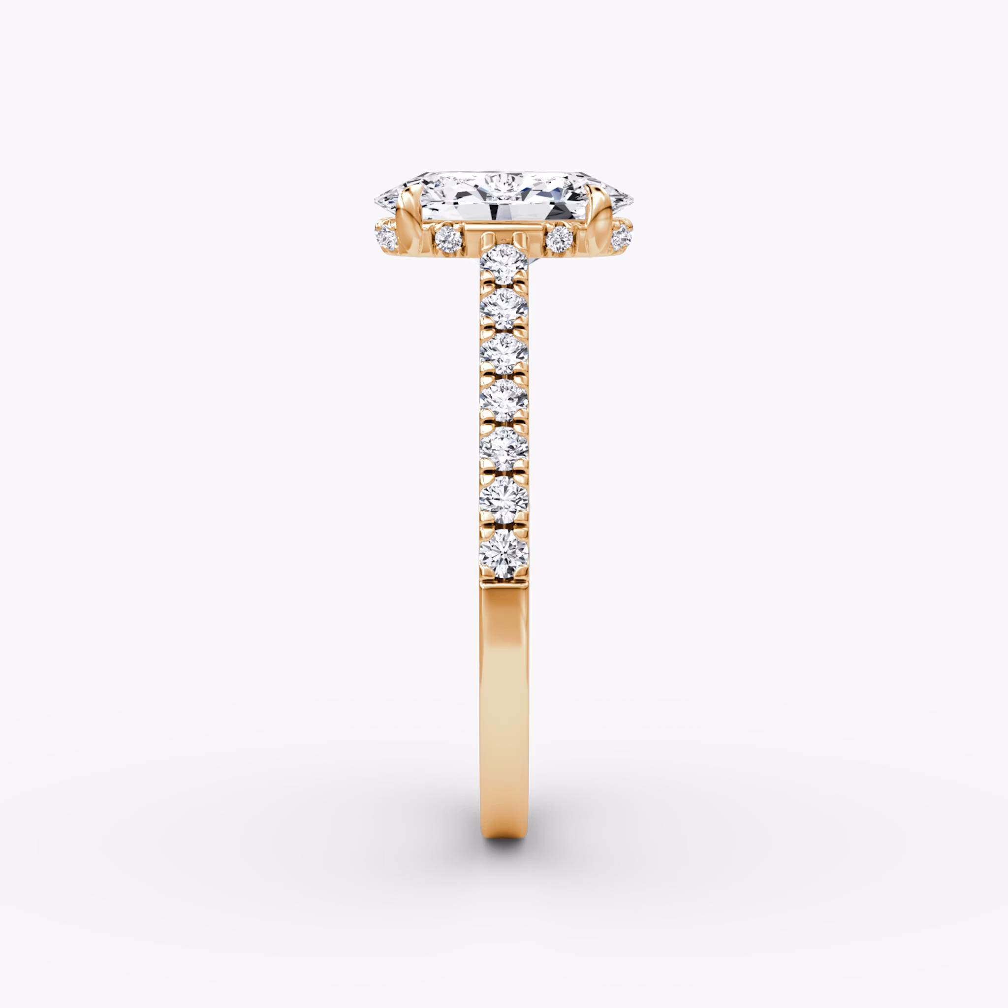 The Pavé Bridge | Oval | 14k | Rose Gold | bandAccent: Pavé | diamondOrientation: vertical | caratWeight: other