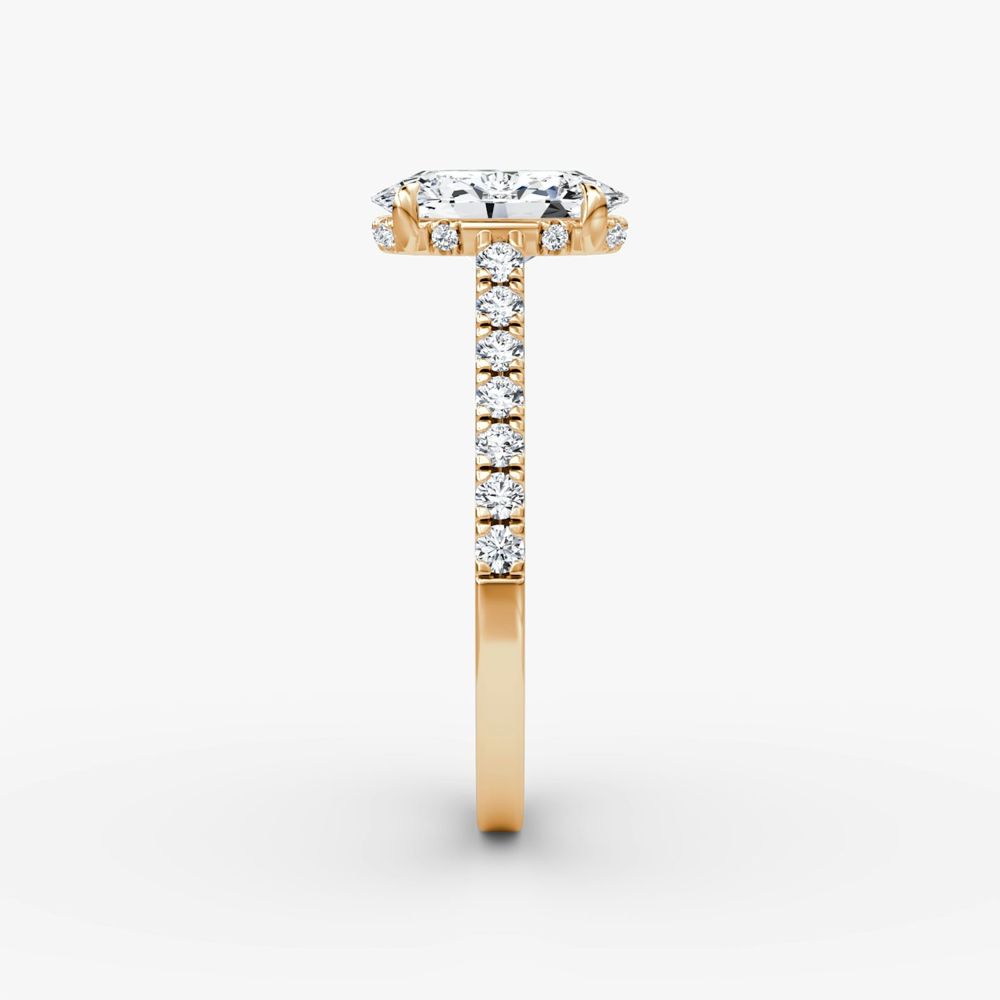 The Pavé Bridge | Oval | 14k | Rose Gold | bandAccent: Pavé | diamondOrientation: vertical | caratWeight: other