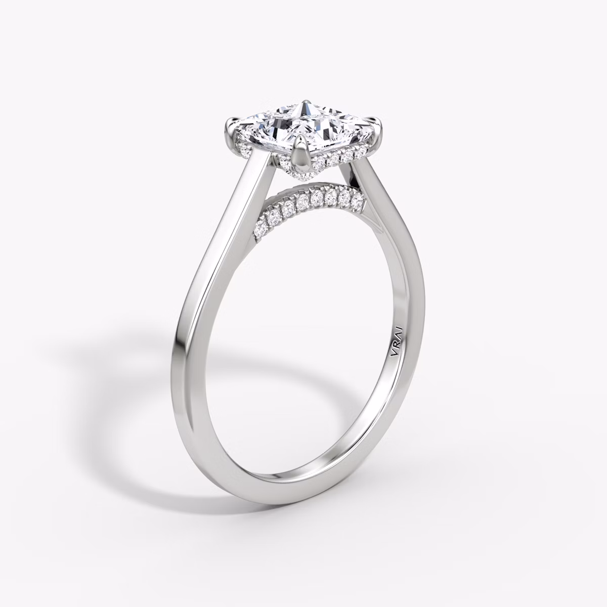 The Pavé Bridge | Princess | Platinum | bandAccent: Plain | diamondOrientation: vertical | caratWeight: other