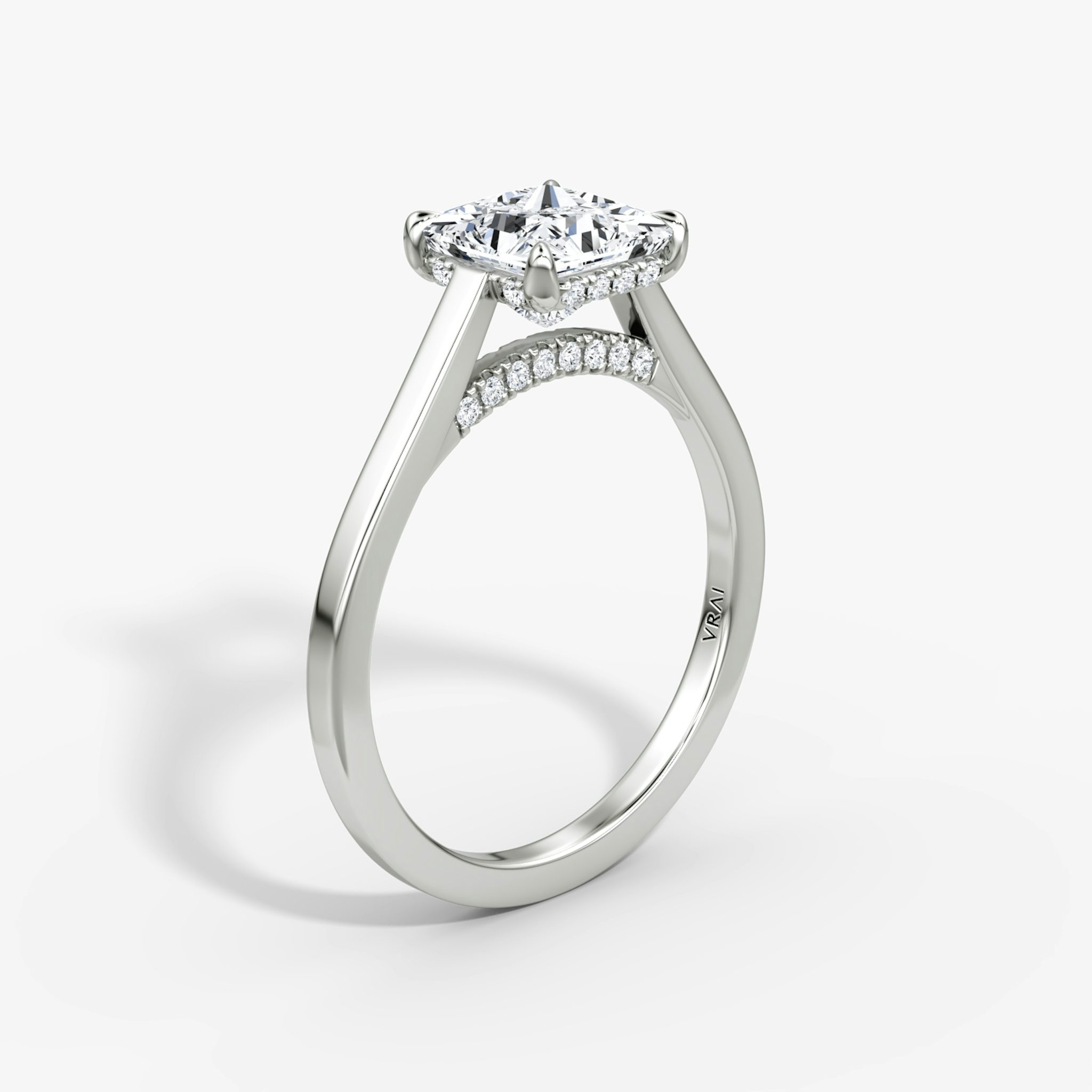 The Pavé Bridge | Princess | 18k | White Gold | bandAccent: Plain | diamondOrientation: vertical | caratWeight: other