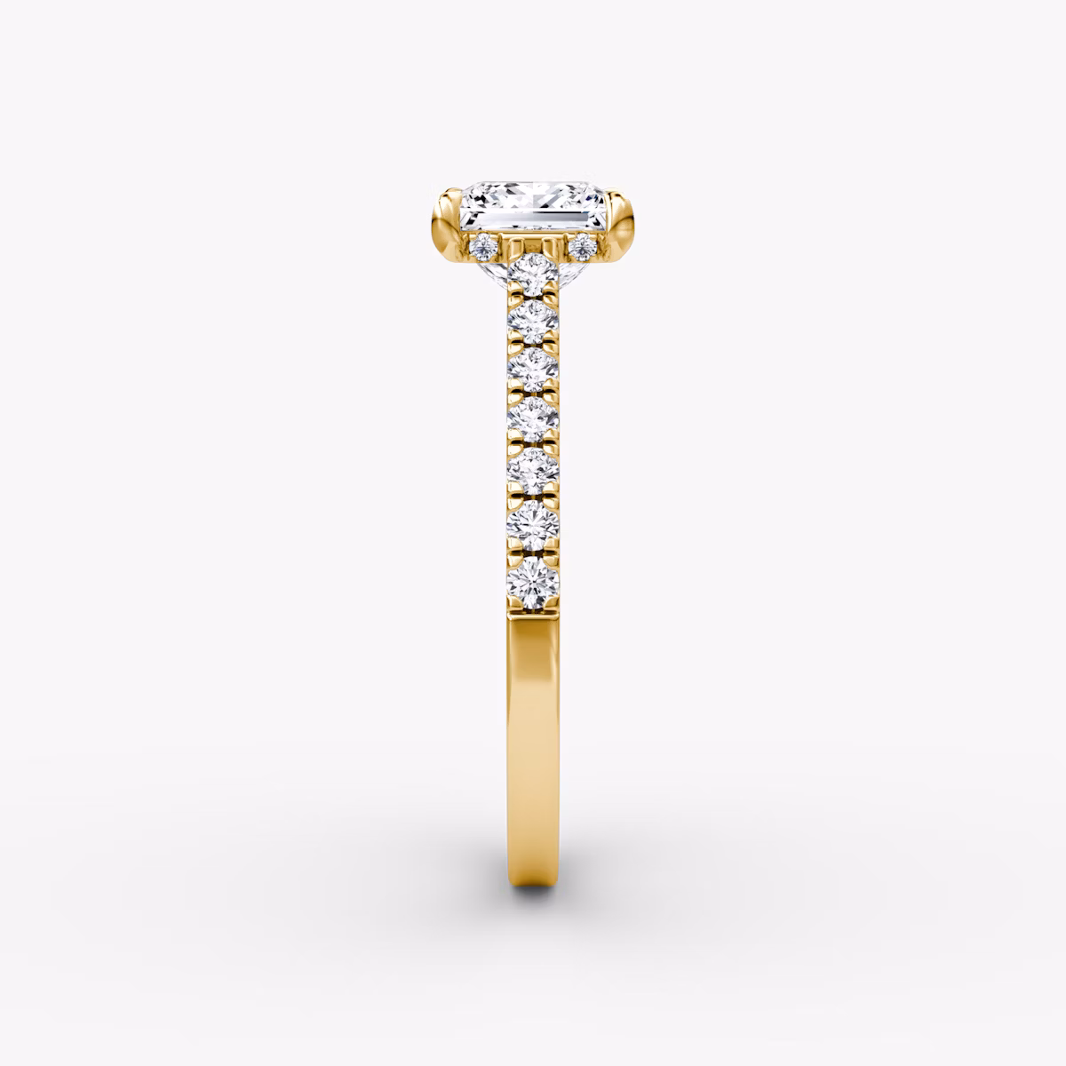 The Pavé Bridge | Princess | 18k | Yellow Gold | bandAccent: Pavé | diamondOrientation: vertical | caratWeight: other