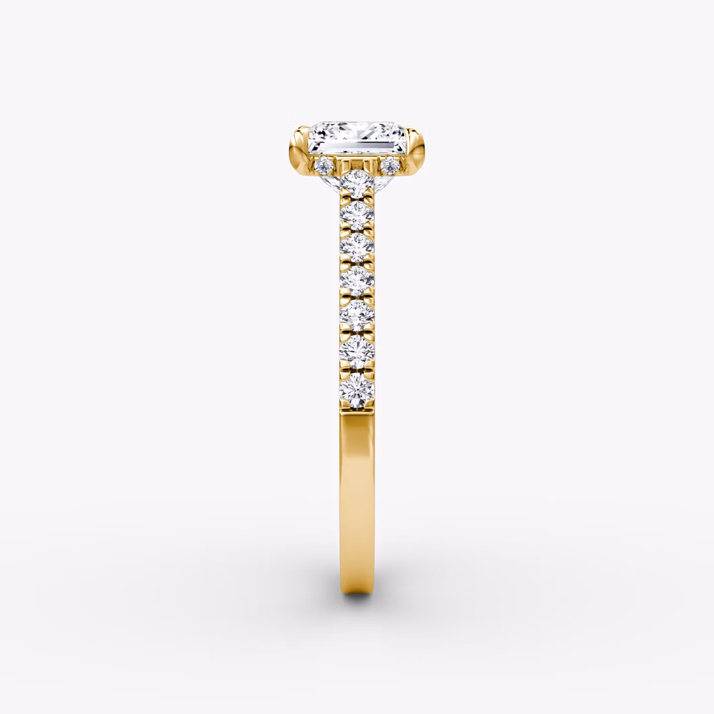 The Pavé Bridge | Princess | 18k | Yellow Gold | bandAccent: Pavé | diamondOrientation: vertical | caratWeight: other