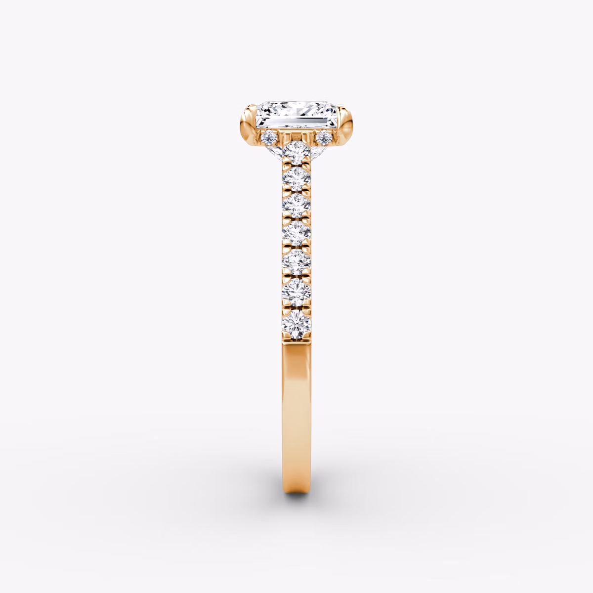 The Pavé Bridge | Princess | 14k | Rose Gold | bandAccent: Pavé | diamondOrientation: vertical | caratWeight: other